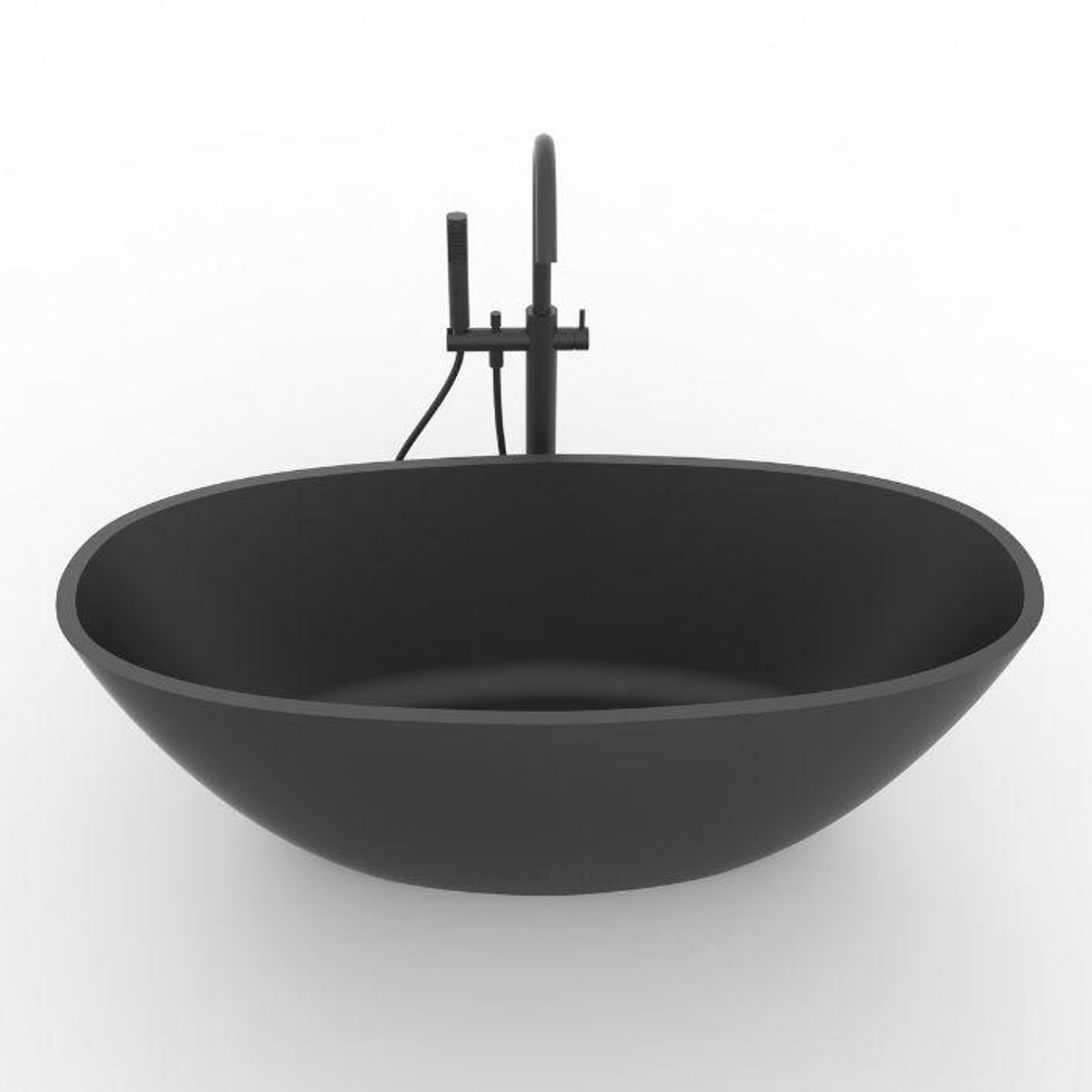 B008 Classic Oval Shaped Hugi Matte Black Bath 1640mm gallery detail image