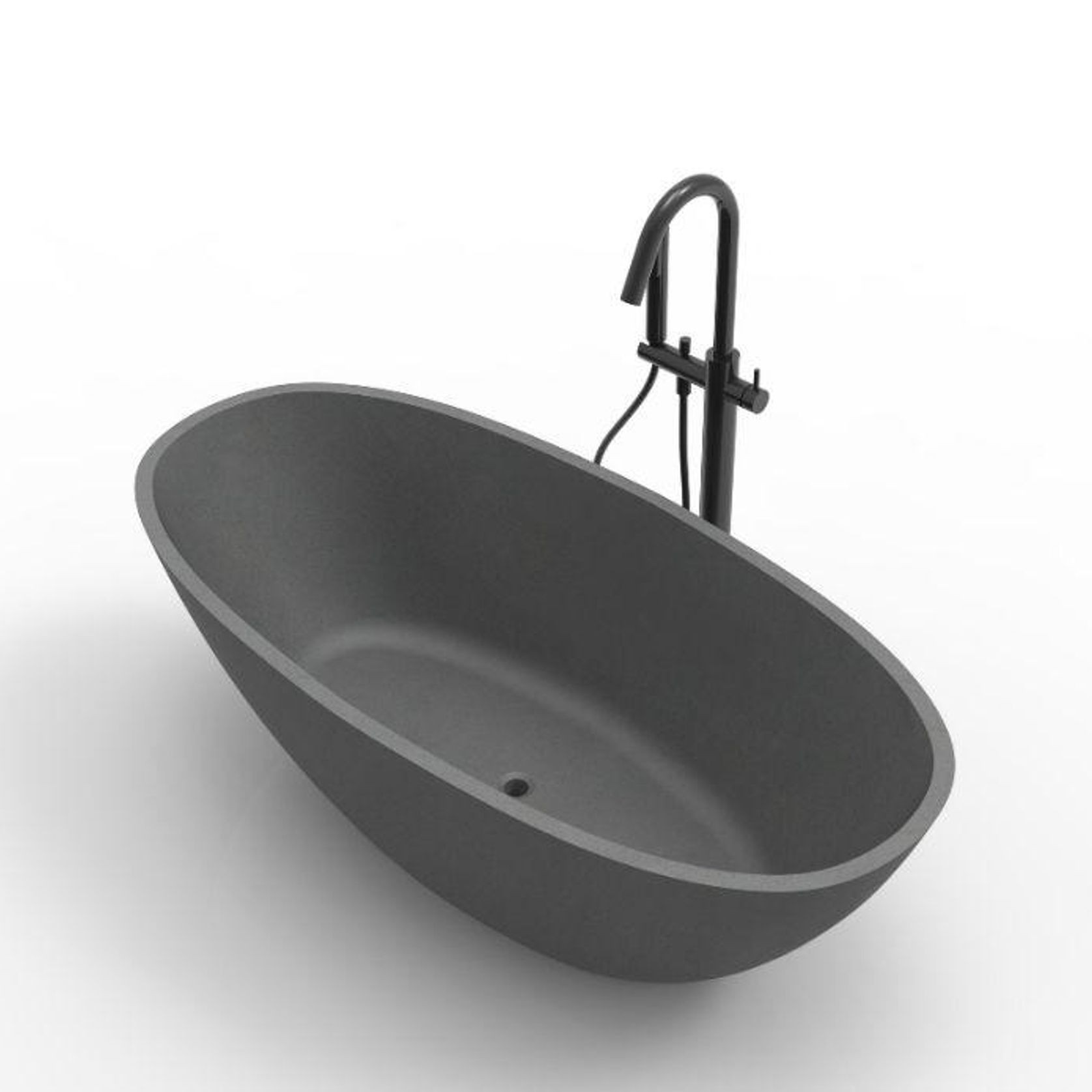 Hugi B008 Large Curved Bath 1640MM - Matte Concrete gallery detail image