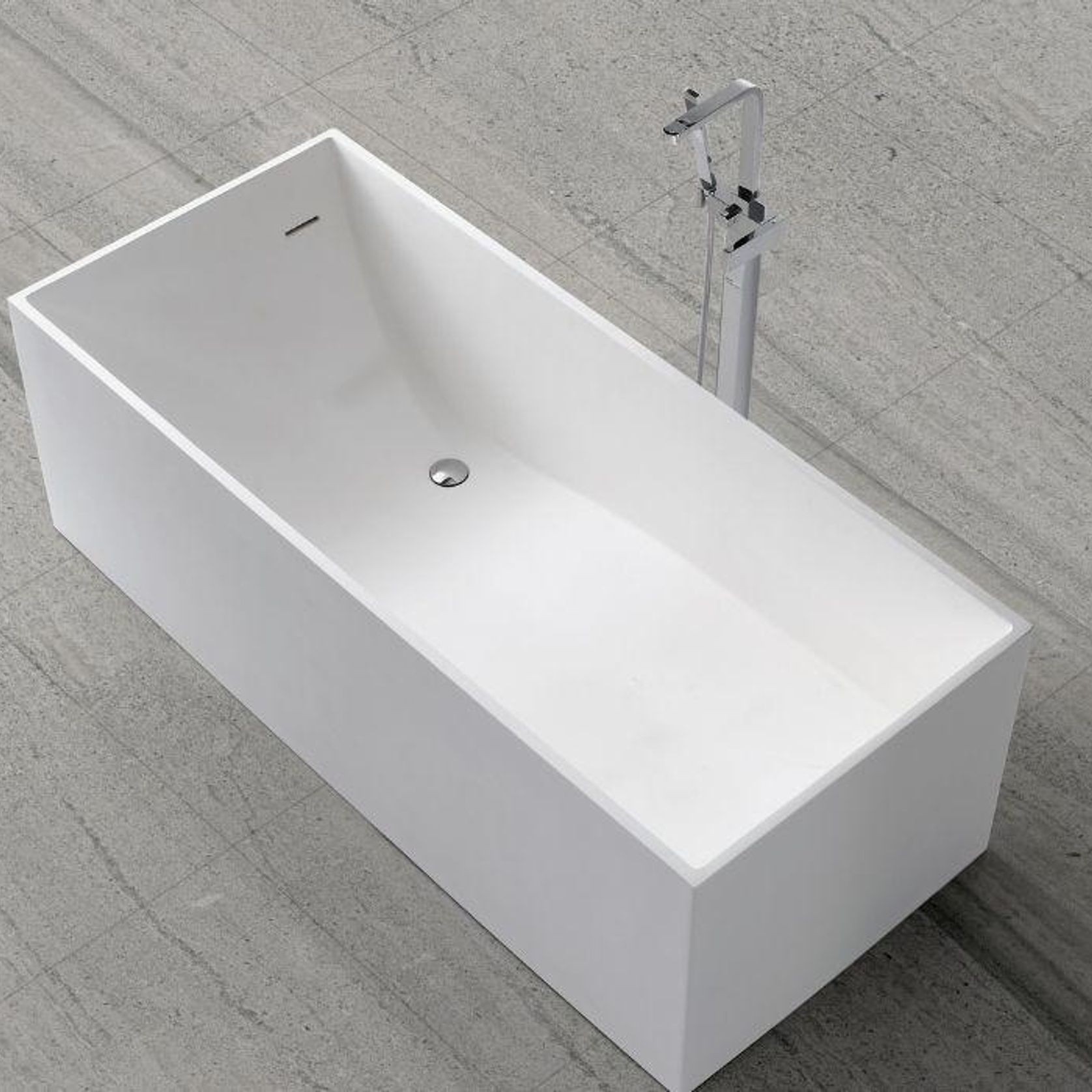 B029 Back-to-wall Freestanding Hugi Bath 1680mm gallery detail image