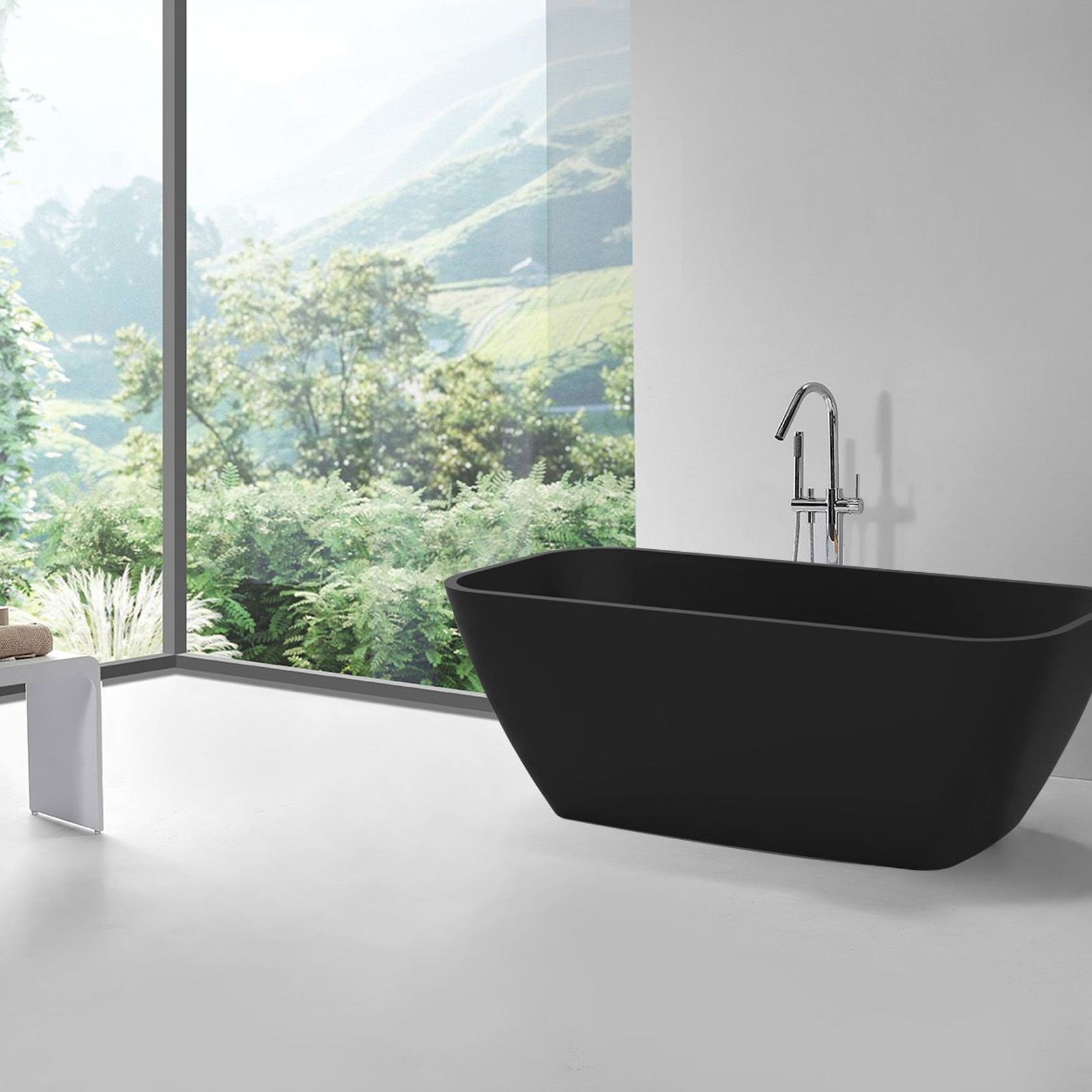 B037 Modern Angular Hugi Bath 1705mm gallery detail image