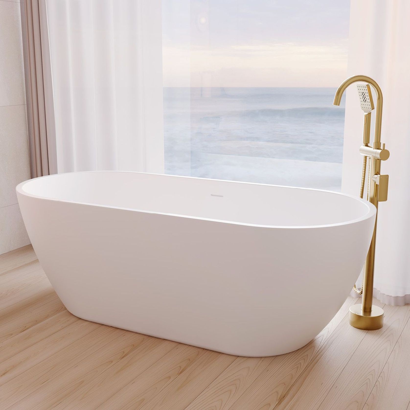 Koko Freestanding Acrylic Bath with Overflow gallery detail image
