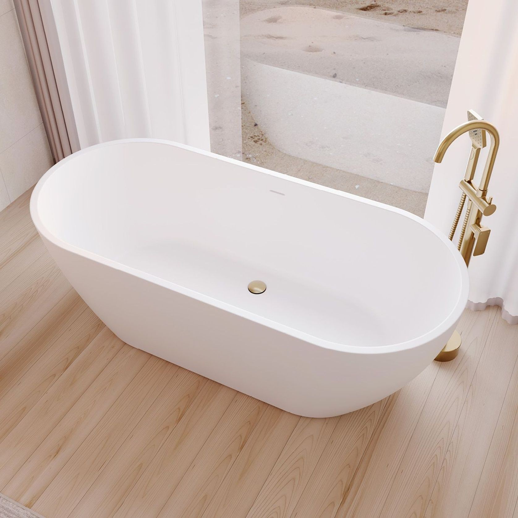 Koko Freestanding Acrylic Bath with Overflow gallery detail image