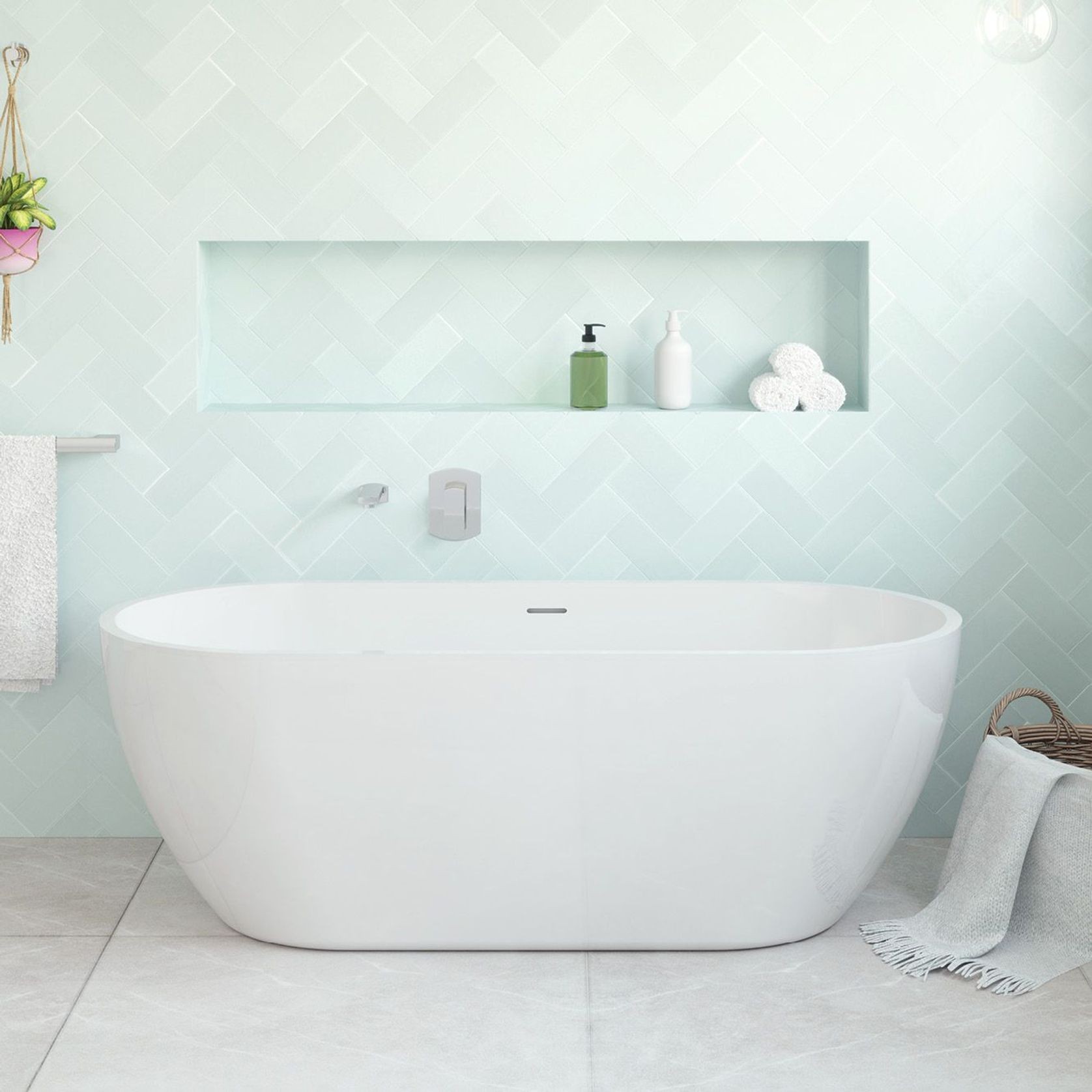 Koko Freestanding Acrylic Bath with Overflow gallery detail image