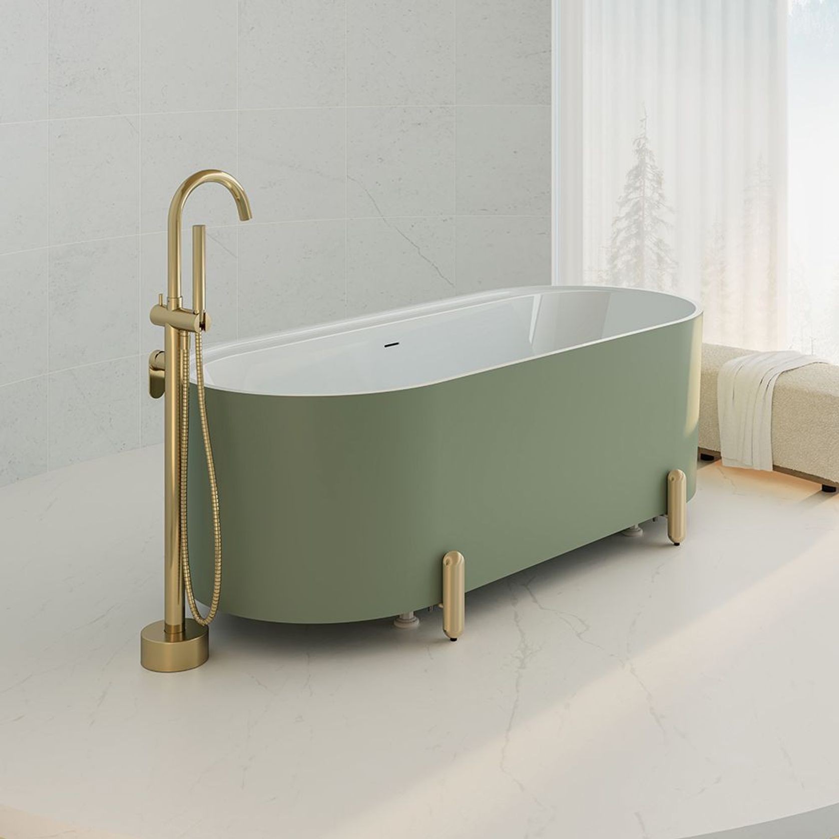 Aluca Freestanding with Legs, 1700mm Olive gallery detail image