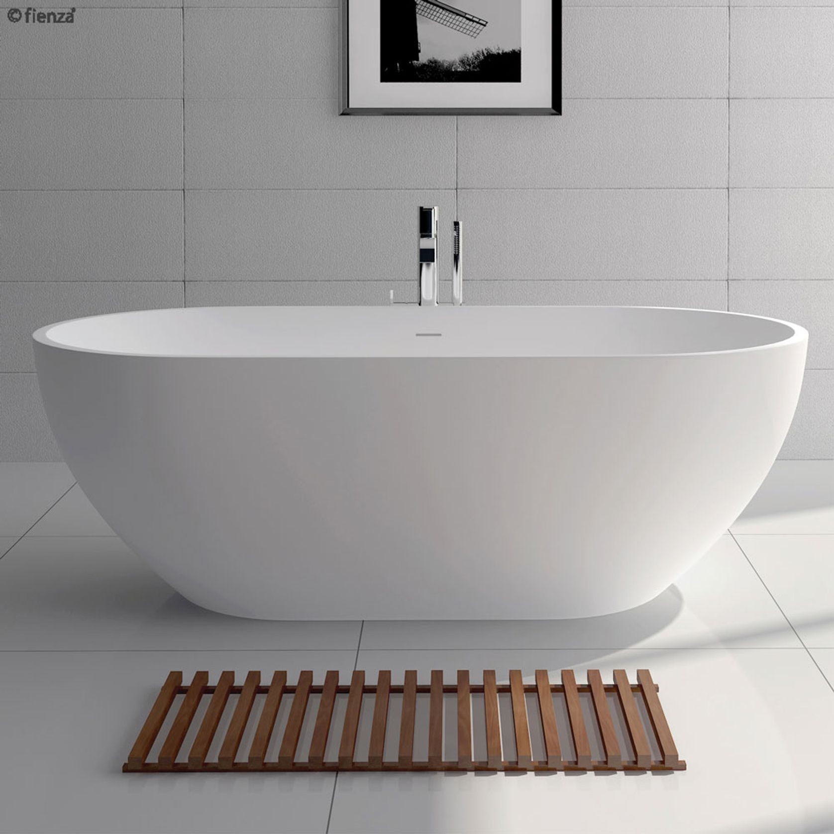 Nero Matte White Stone Bath gallery detail image