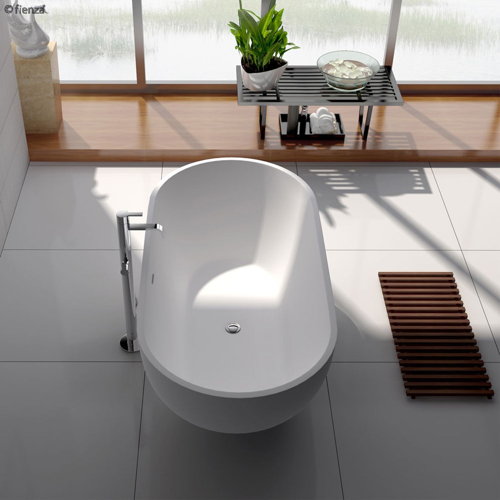 Nero Matte White Stone Bath gallery detail image