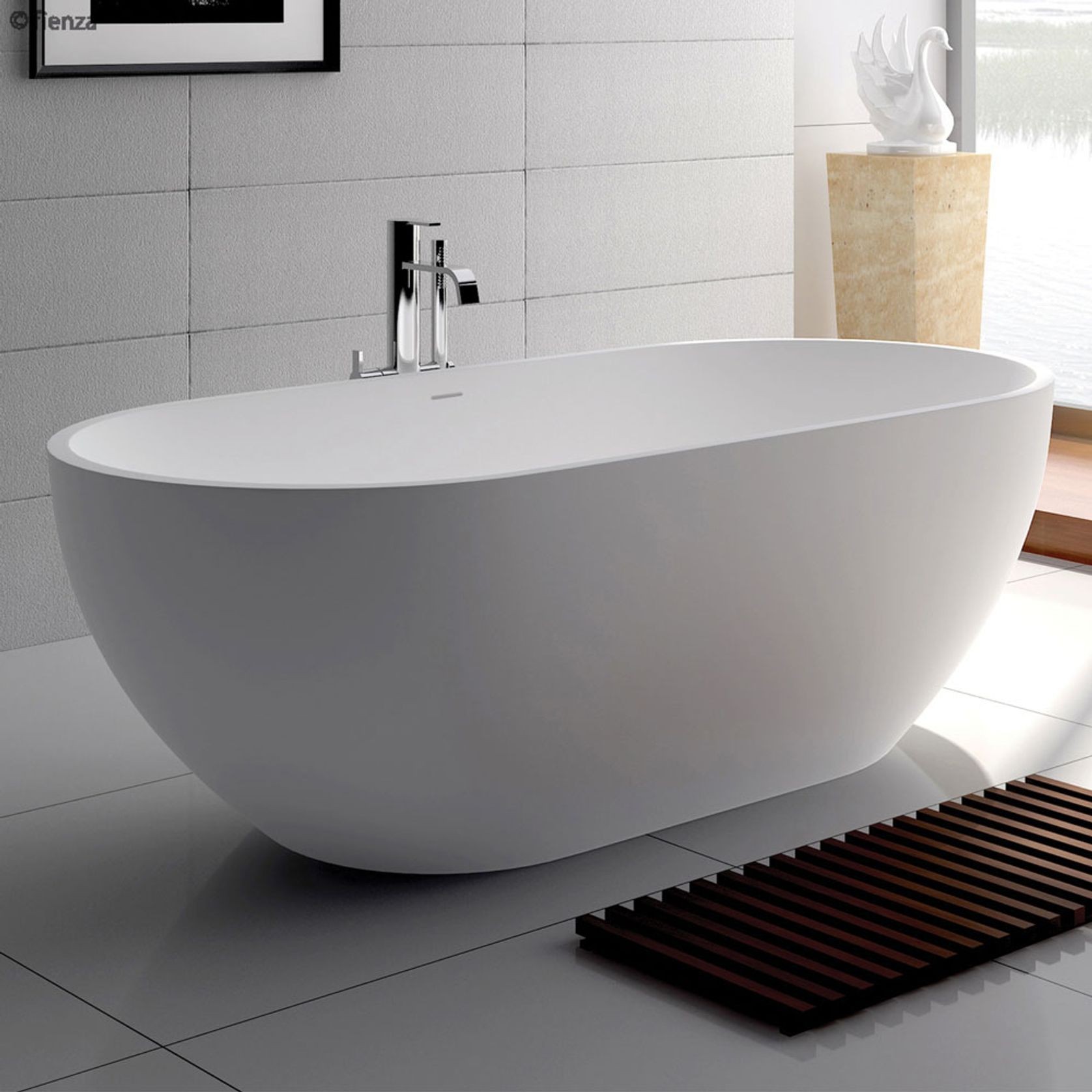 Nero Matte White Stone Bath gallery detail image