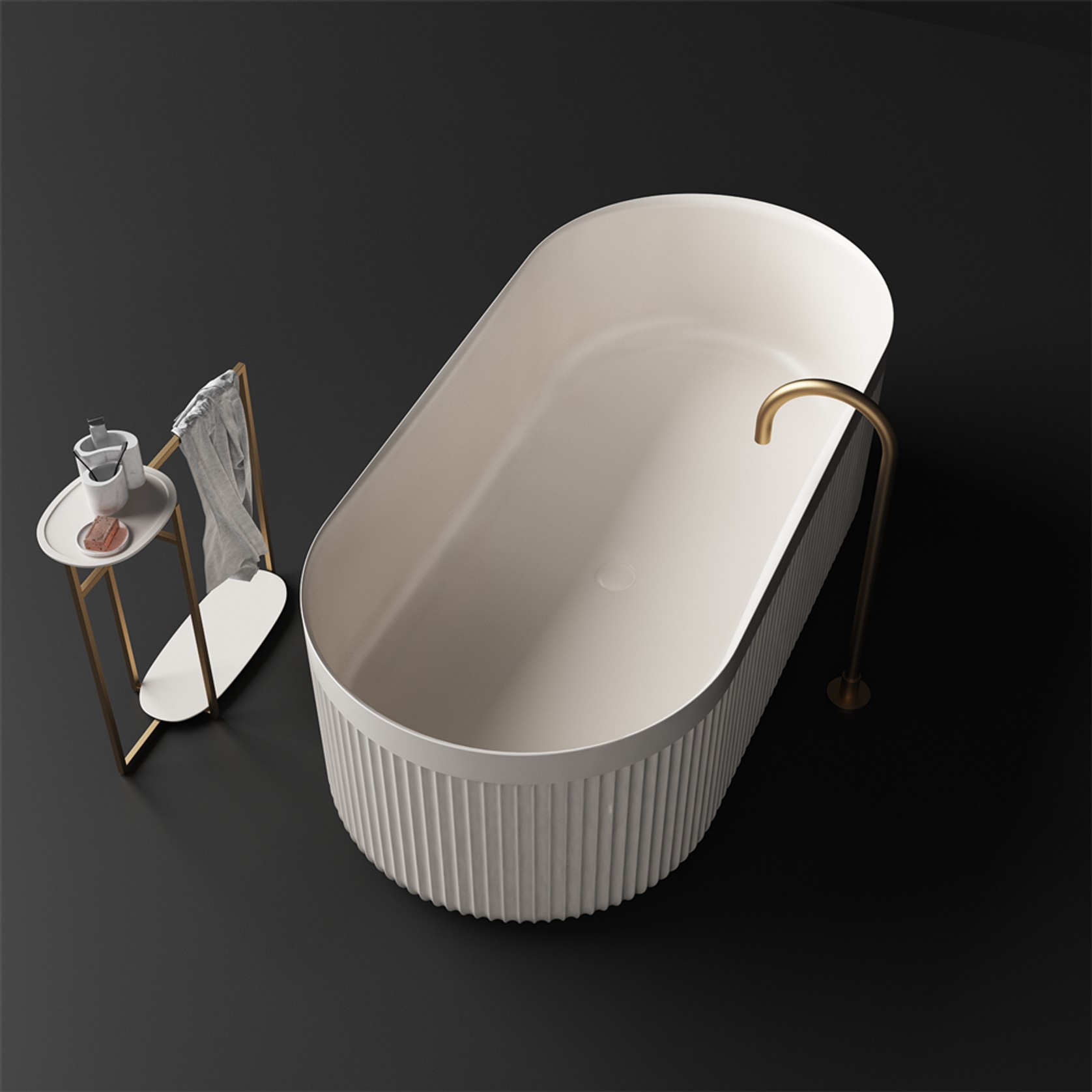 Venus Fluted Stone Bath 1700mm - ST86 gallery detail image