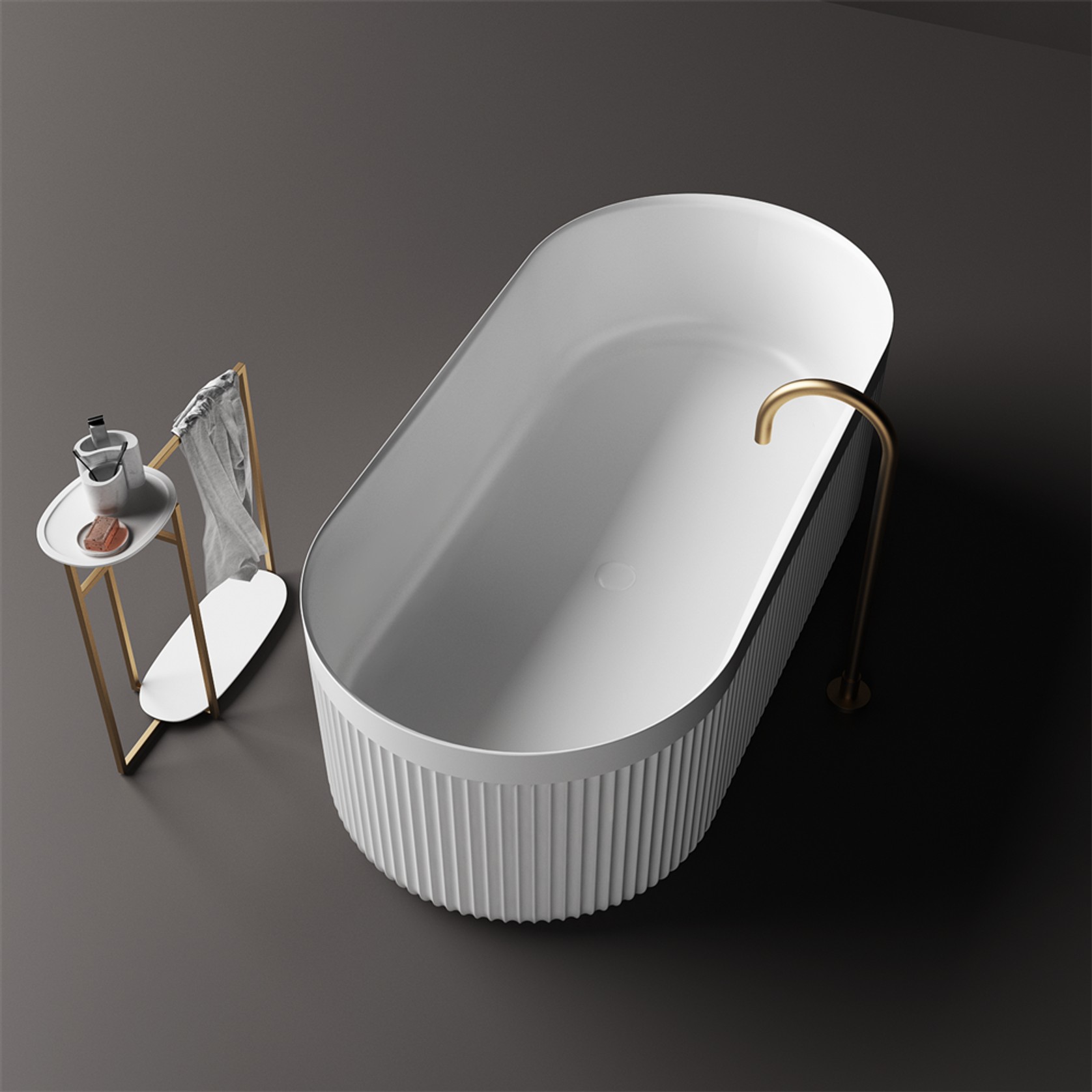 Venus Fluted Stone Bath 1700mm - ST86 gallery detail image