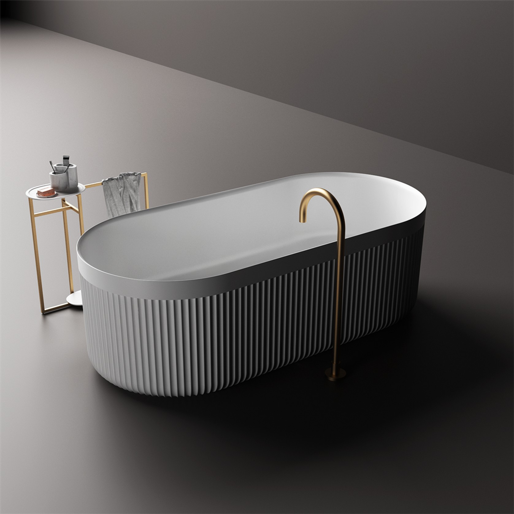 Venus 1700mm Fluted Freestanding Stone Bath - ST86 gallery detail image