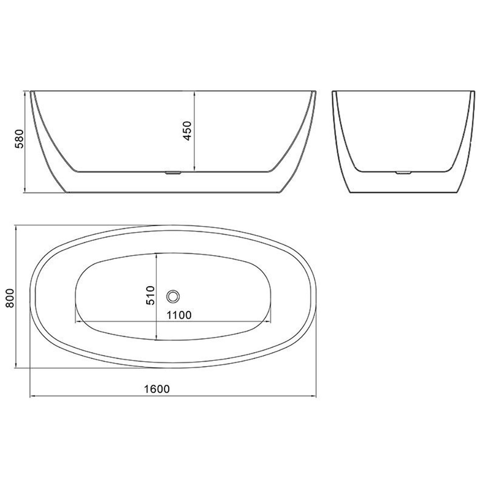 Coco 1600mm Freestanding Bath Matte Black gallery detail image
