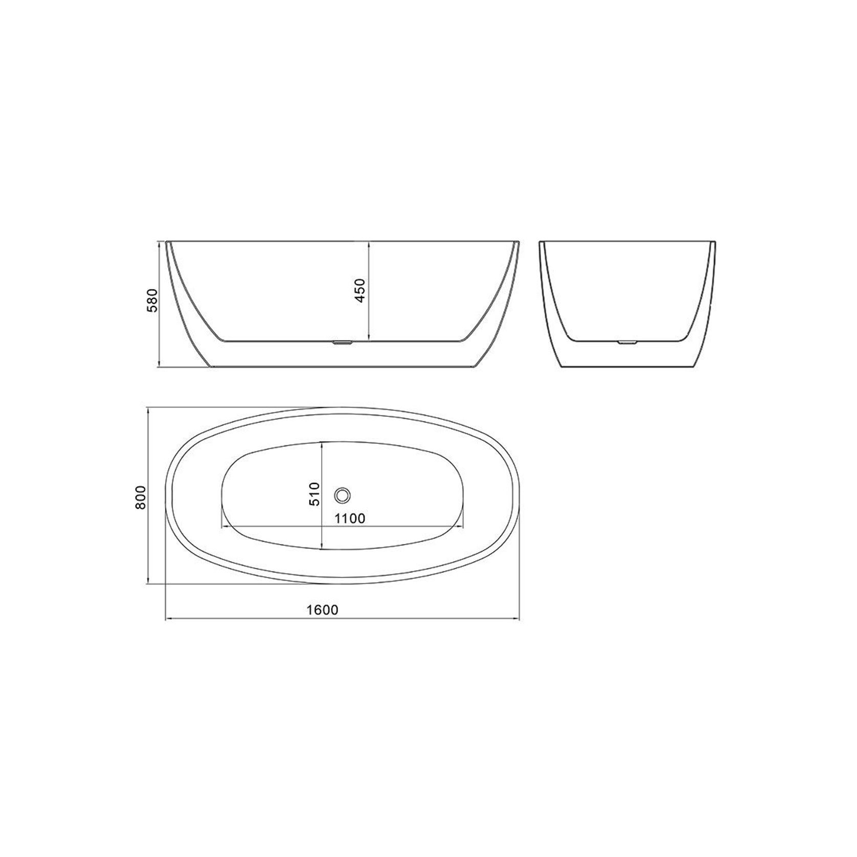 Coco 1600mm Freestanding Bath Gloss White gallery detail image