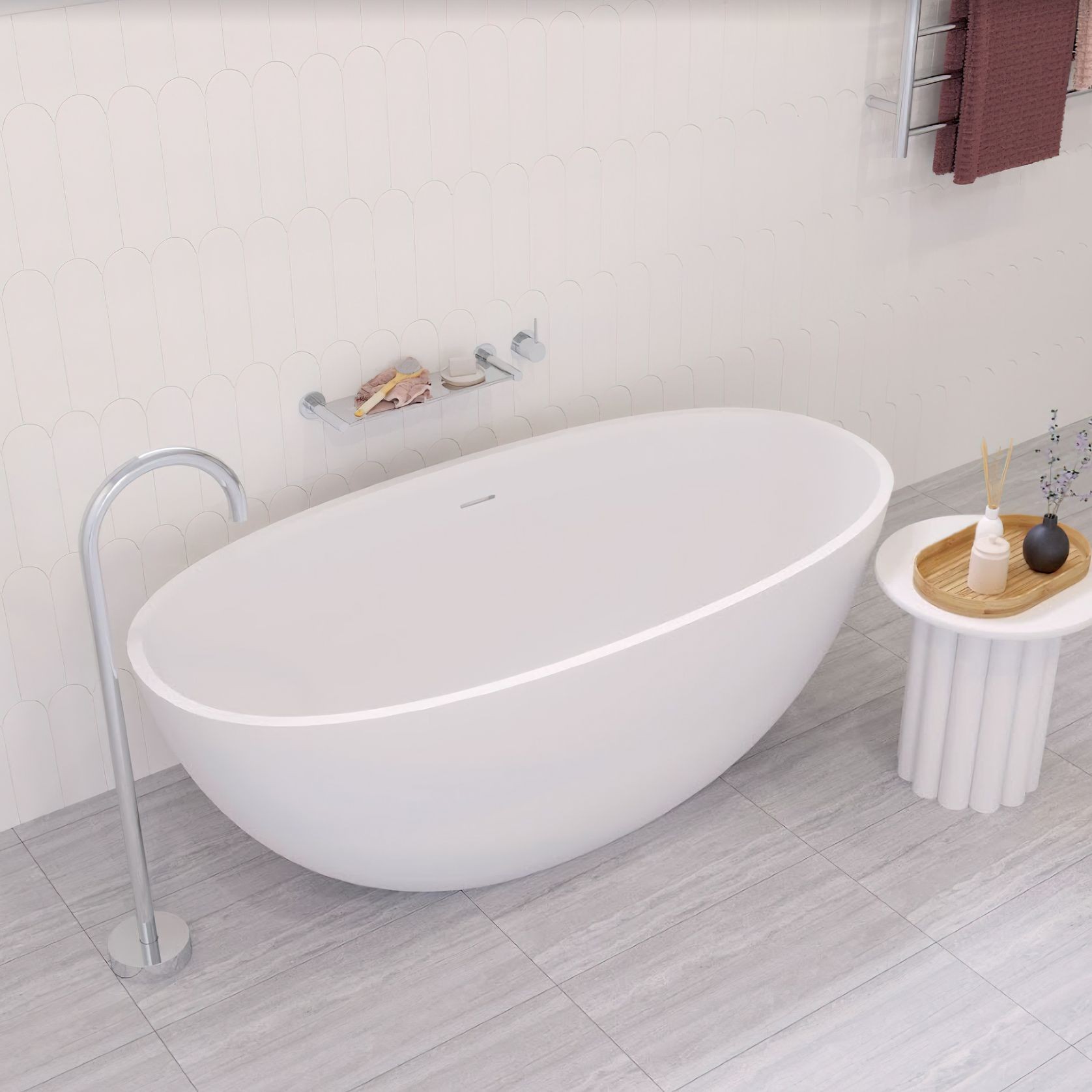 Sasso Matte White Stone Bath gallery detail image
