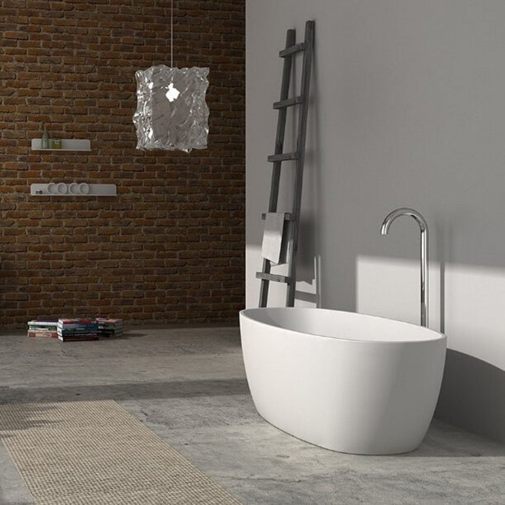 Cervo Matte White Acrylic Freestanding Bath gallery detail image