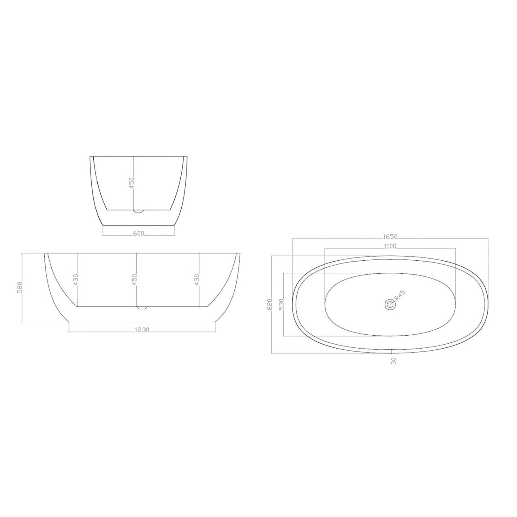 Cervo Matte White Acrylic Freestanding Bath gallery detail image