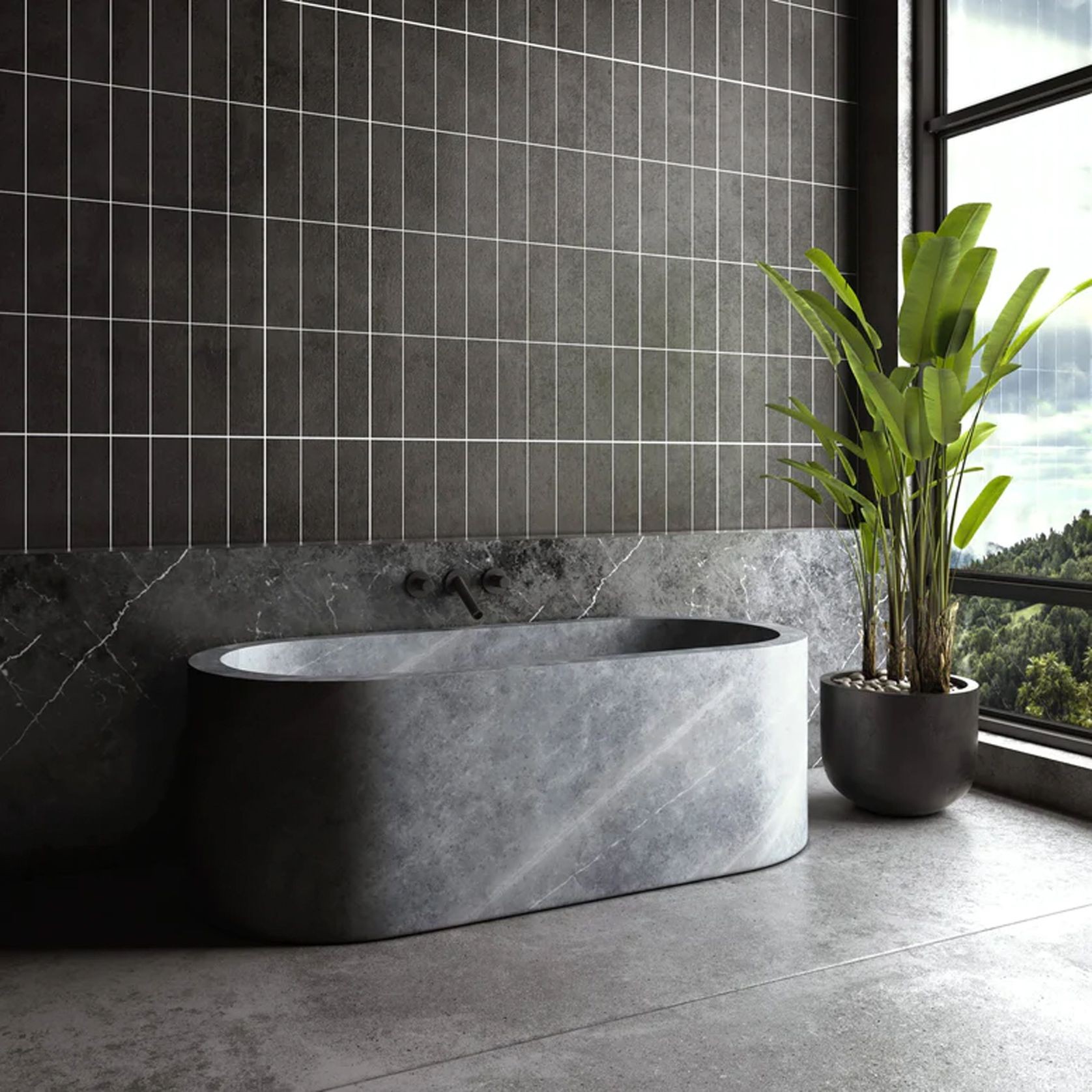 Zen Oblong Solid Marble Bathtub gallery detail image