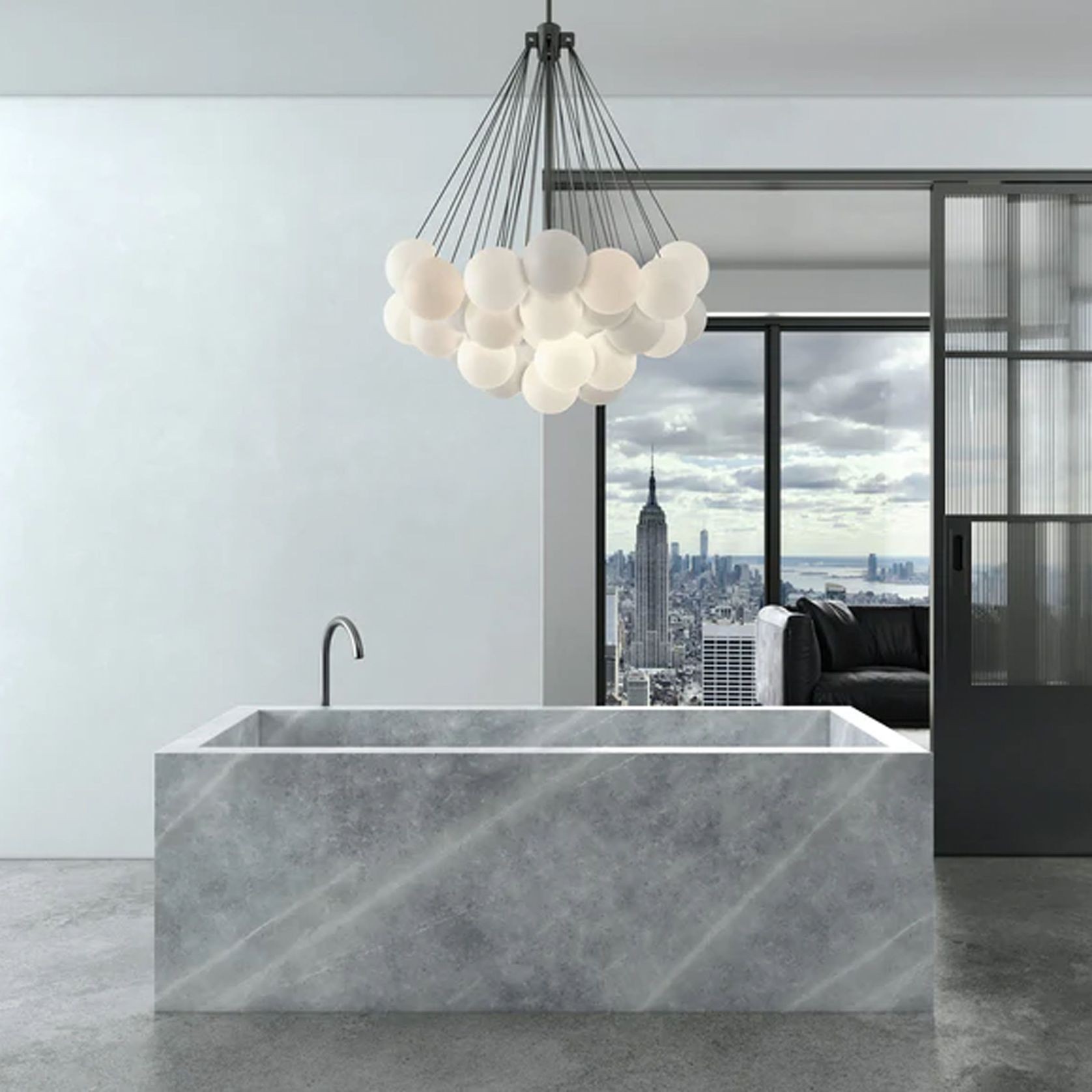 Zen Rectangle Solid Marble Bathtub gallery detail image