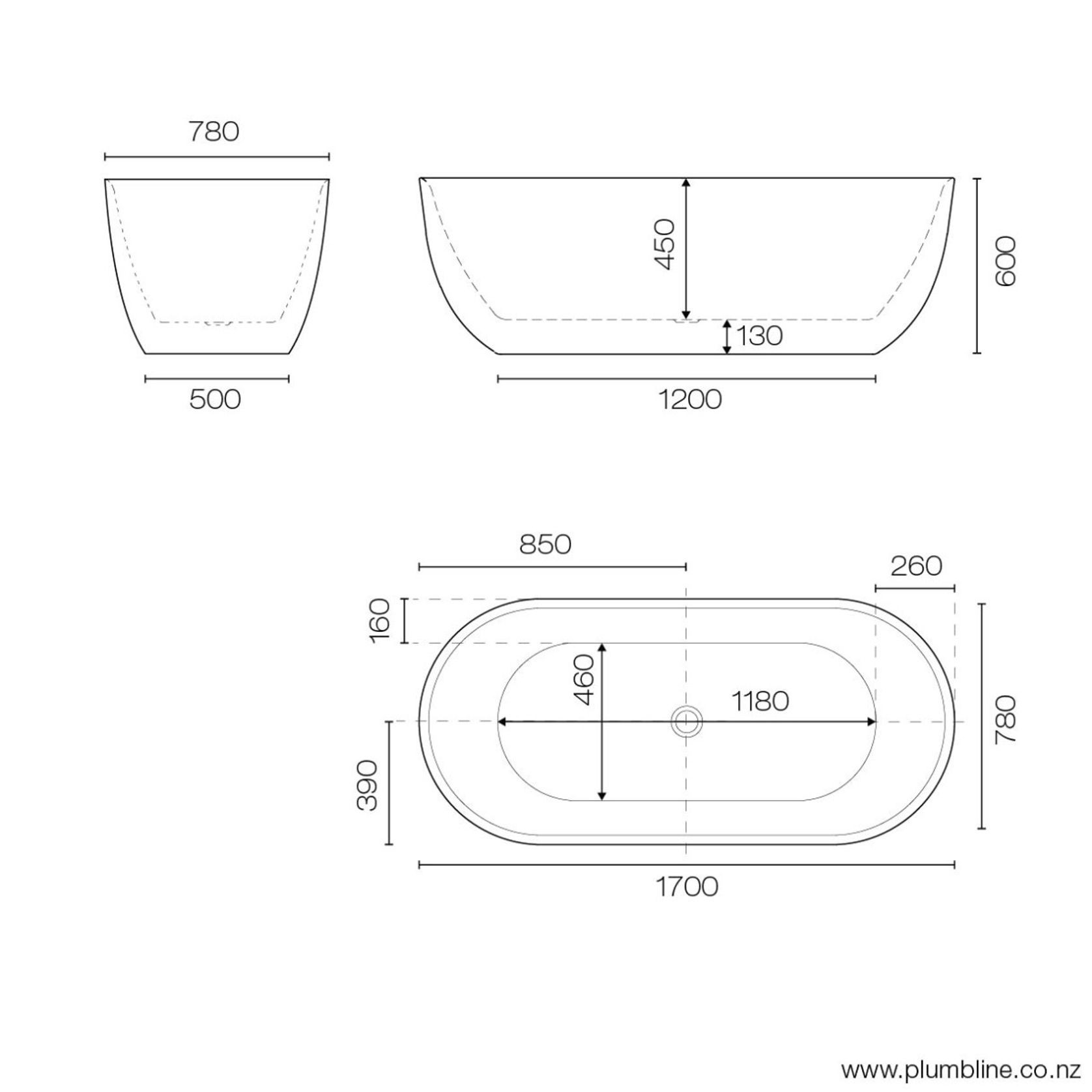 Kurv 1700 Freestanding Bath Matt White gallery detail image