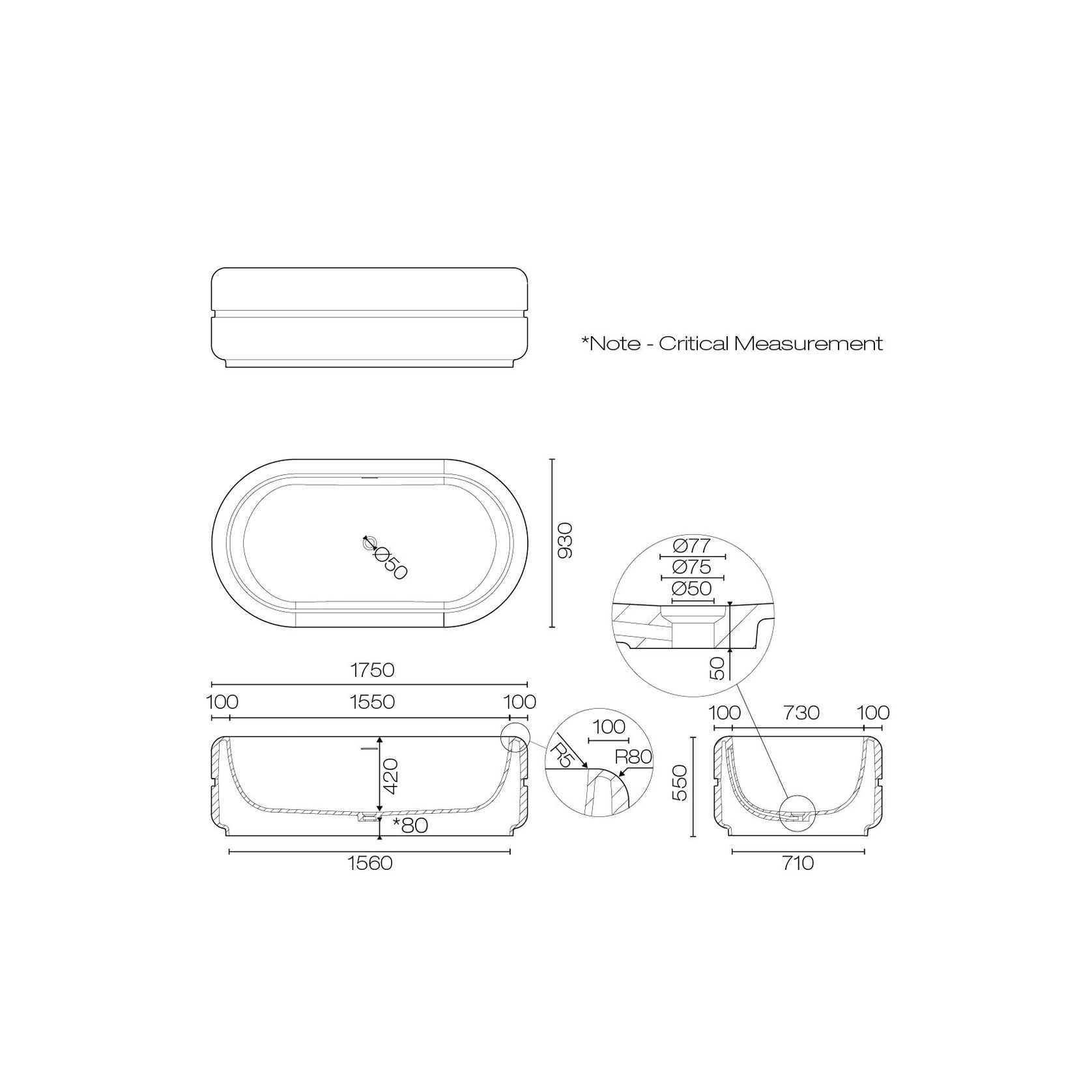 Milazzo 1700 Pill Freestanding Bath gallery detail image