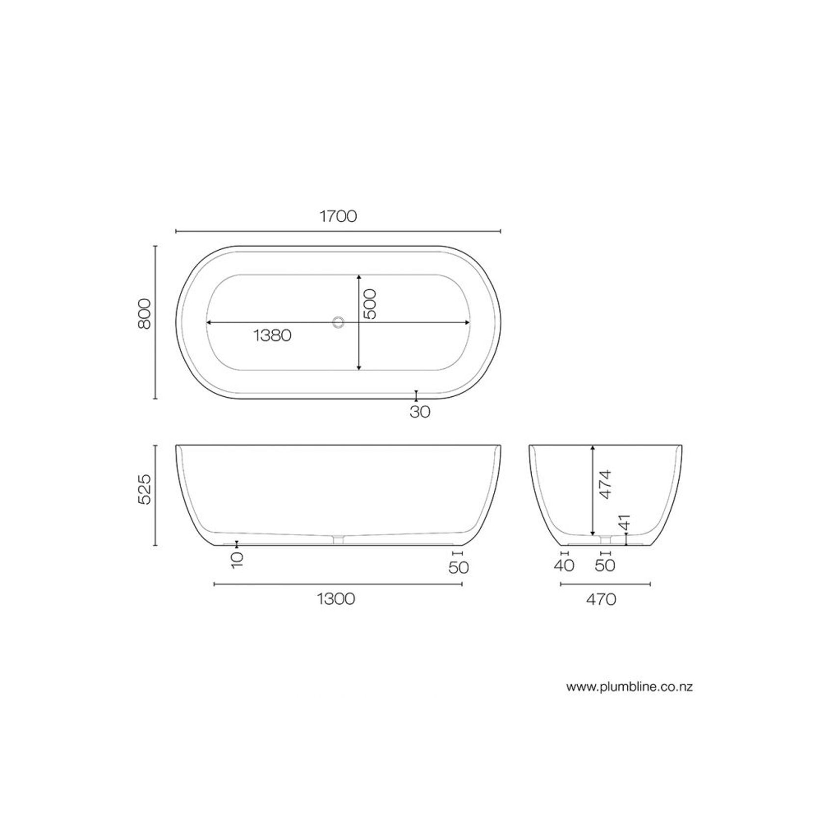 Vela 1700 Freestanding Bath gallery detail image