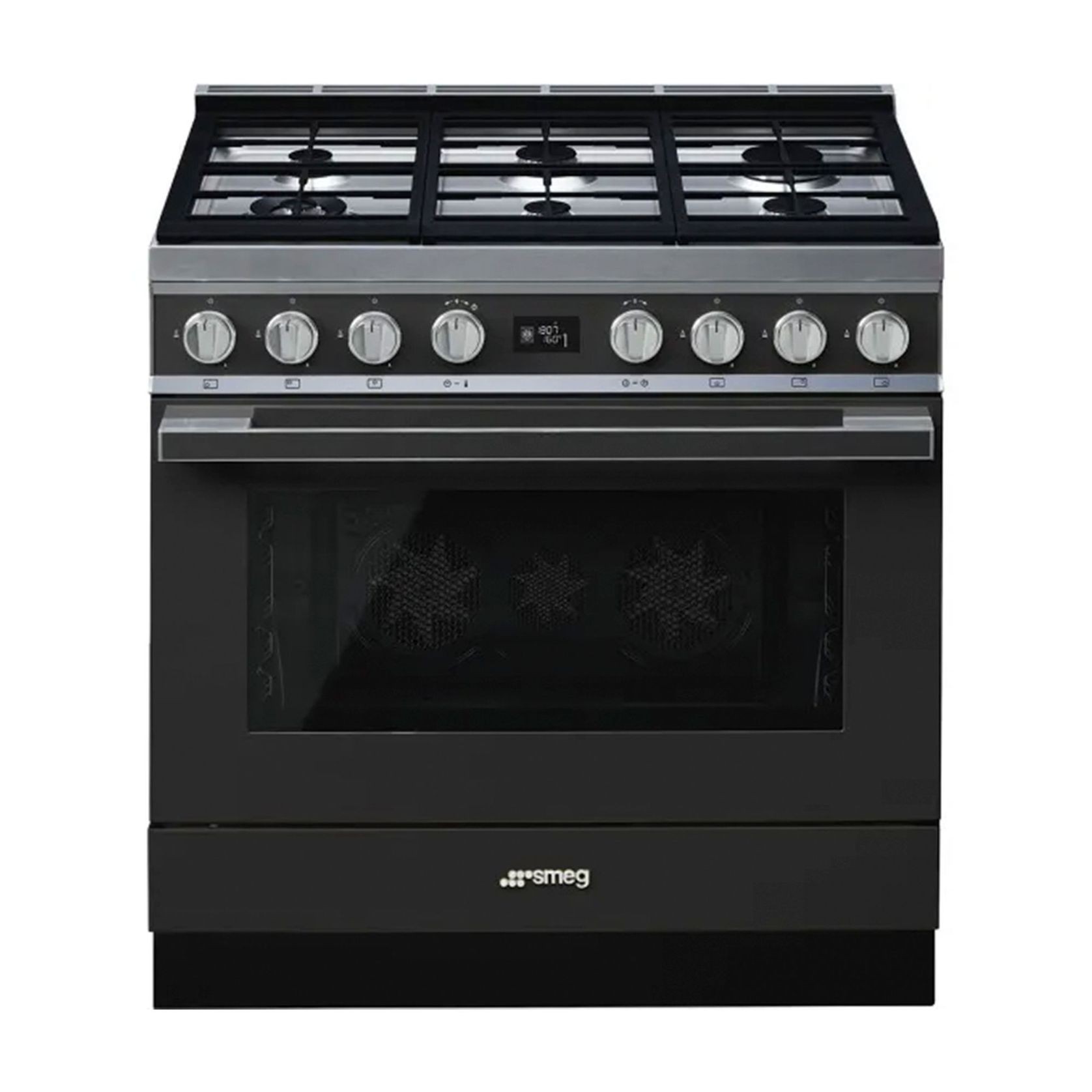 Smeg Portofino 90cm Freestanding Dual Fuel Cooker - Anthracite gallery detail image