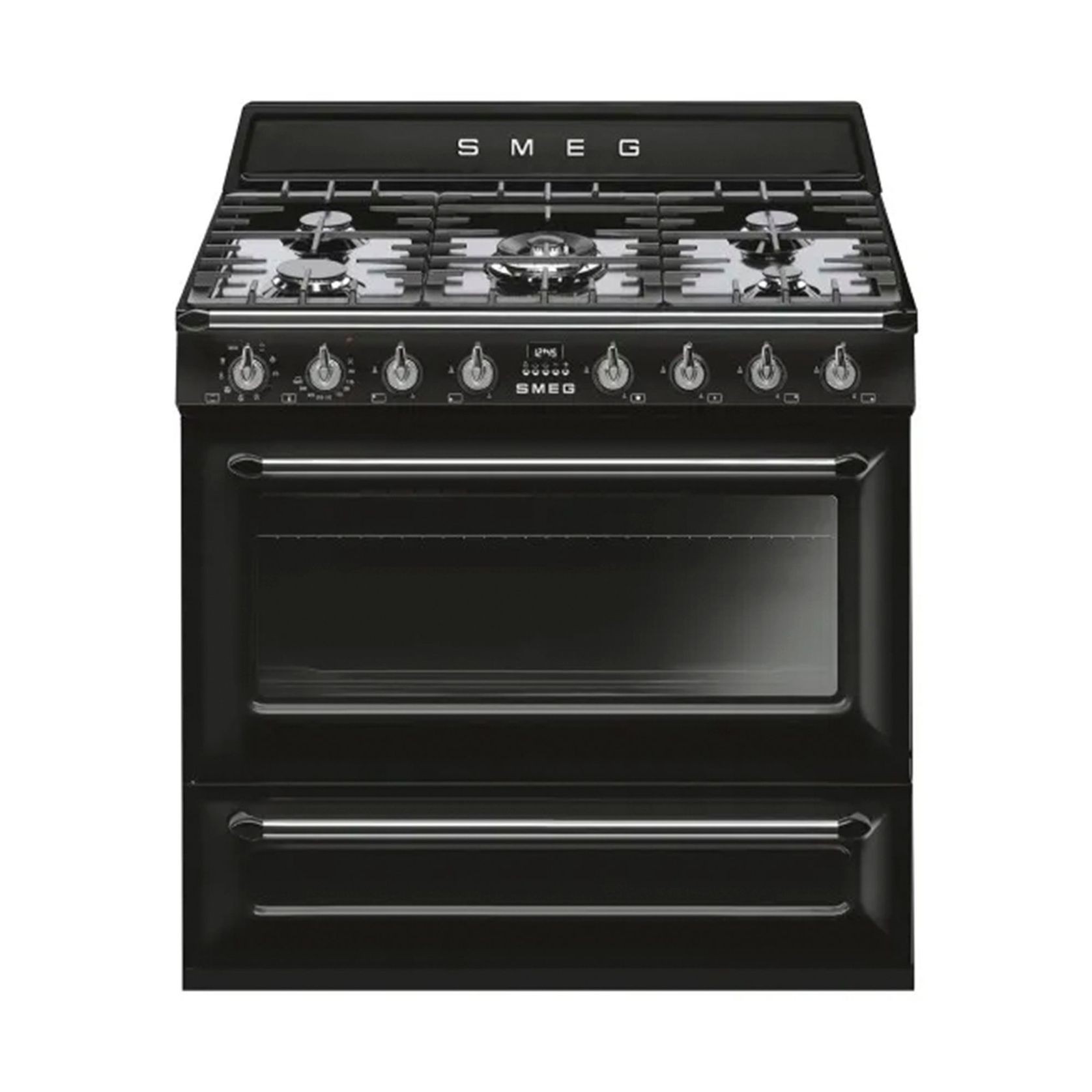 Smeg Victoria 90cm Dual Fuel Gas Hob Cooker - Black gallery detail image