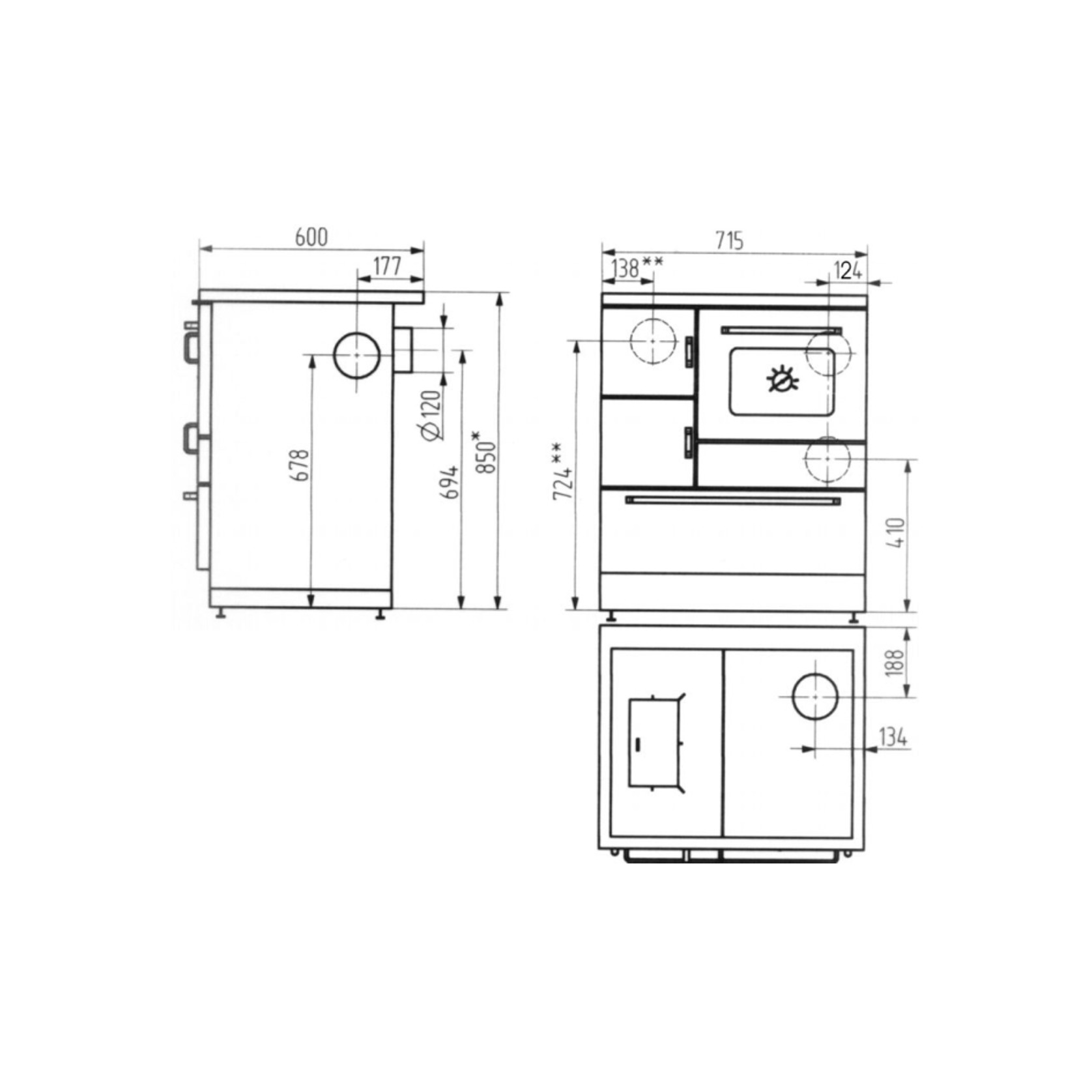 Wood Stove Ambiente Line K 128F Black gallery detail image