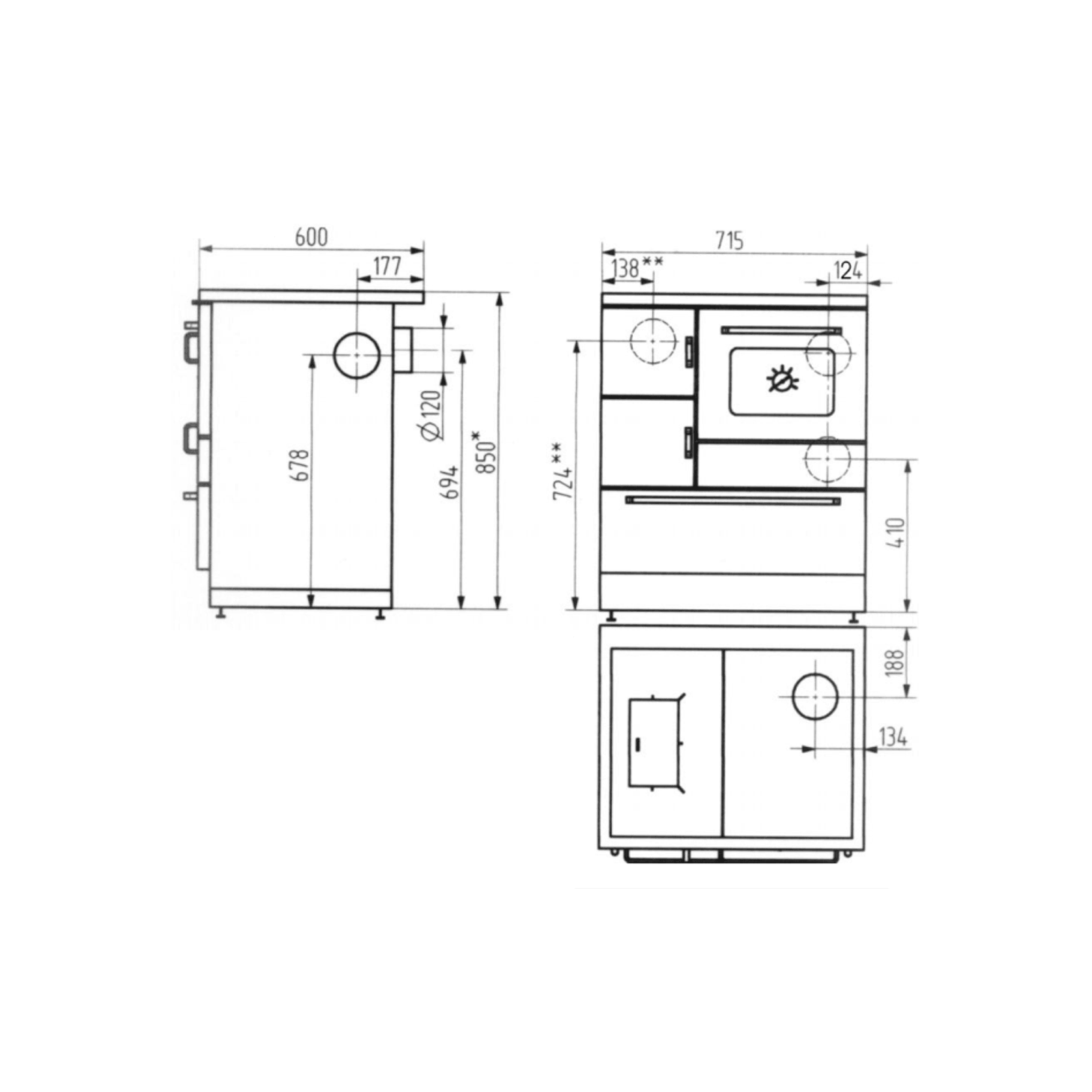 Wood Stove Ambiente Line K 128F Black gallery detail image