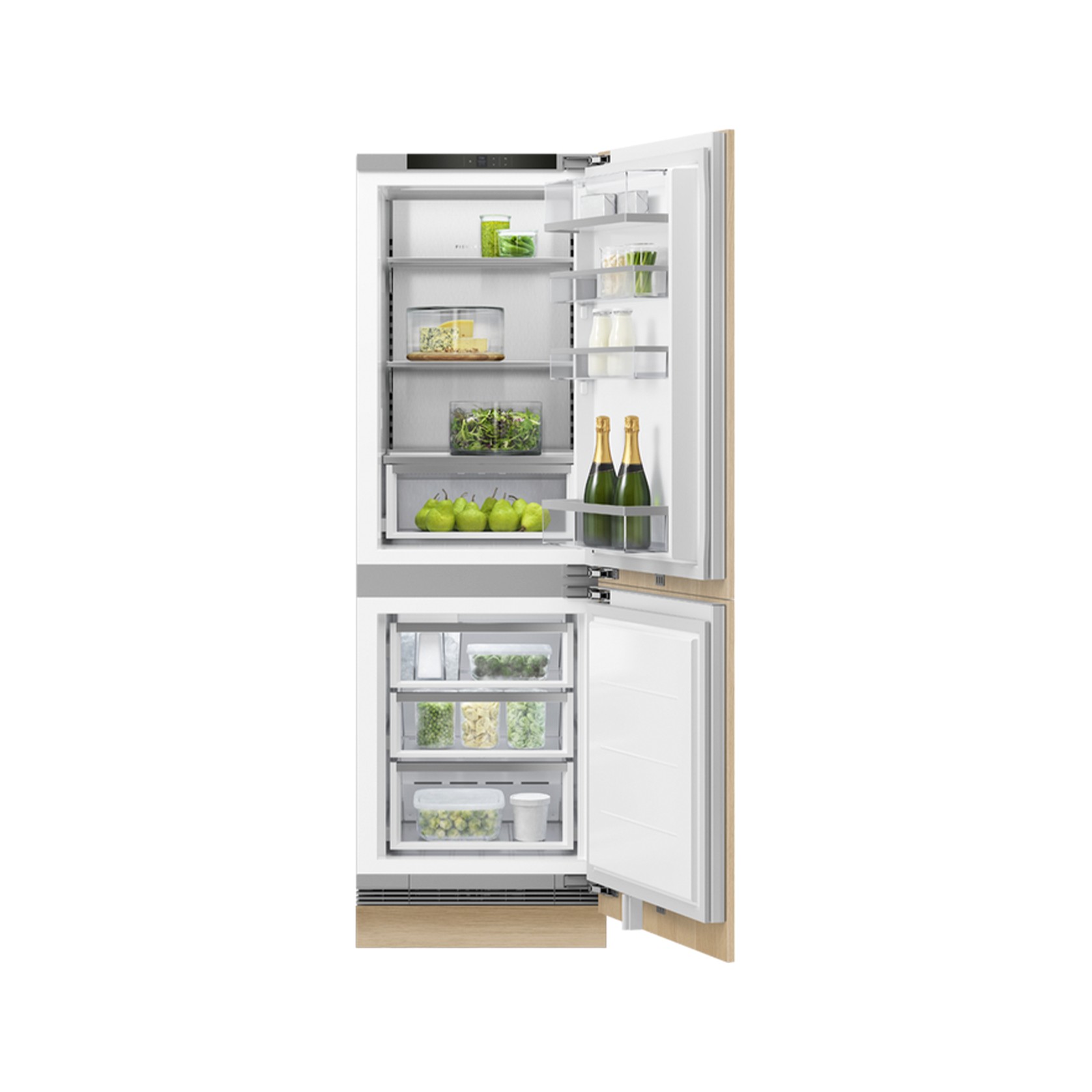 F&P Integrated Refrigerator Freezer, 60cm, Ice & Water gallery detail image
