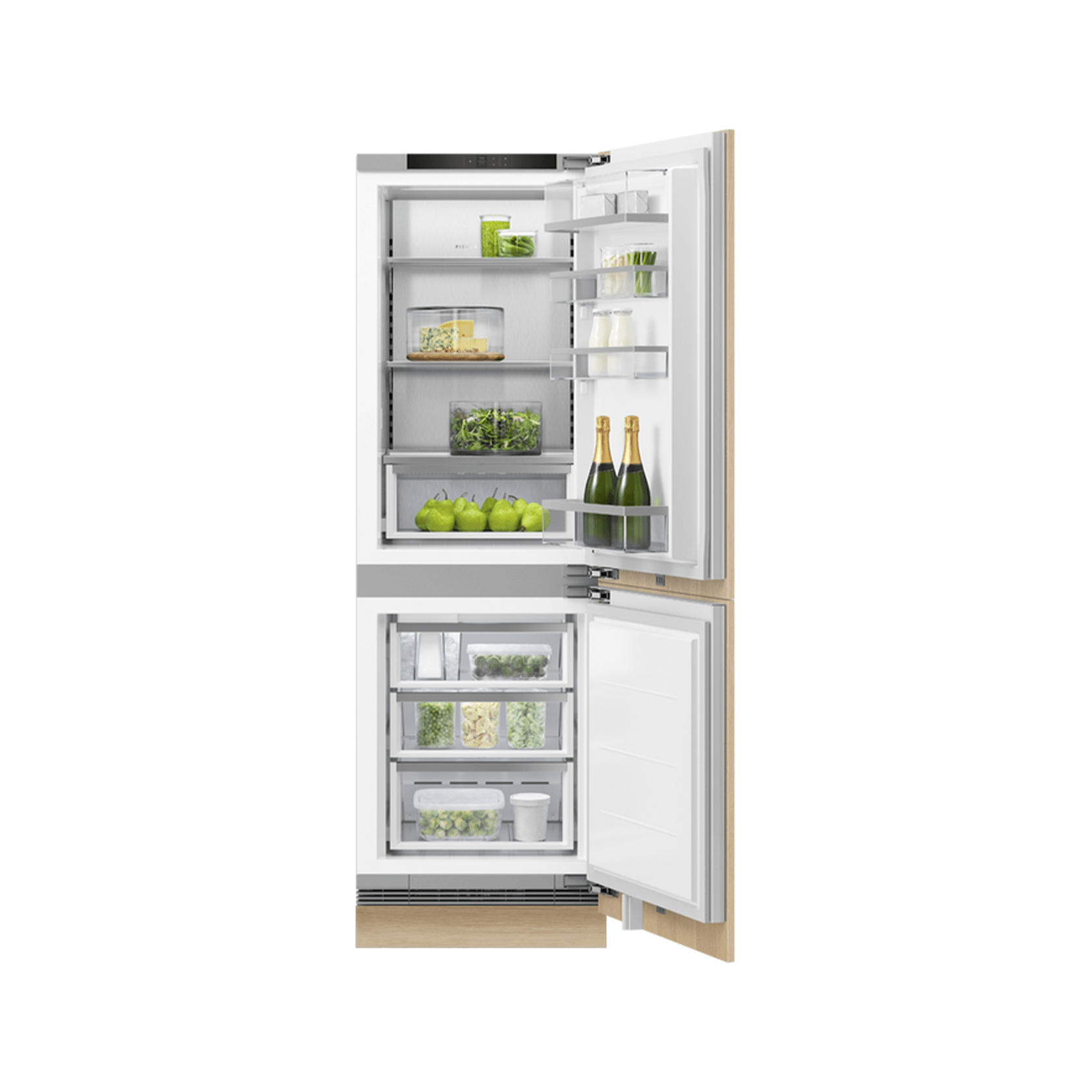 F&P Integrated Refrigerator Freezer, 60cm, Ice & Water gallery detail image