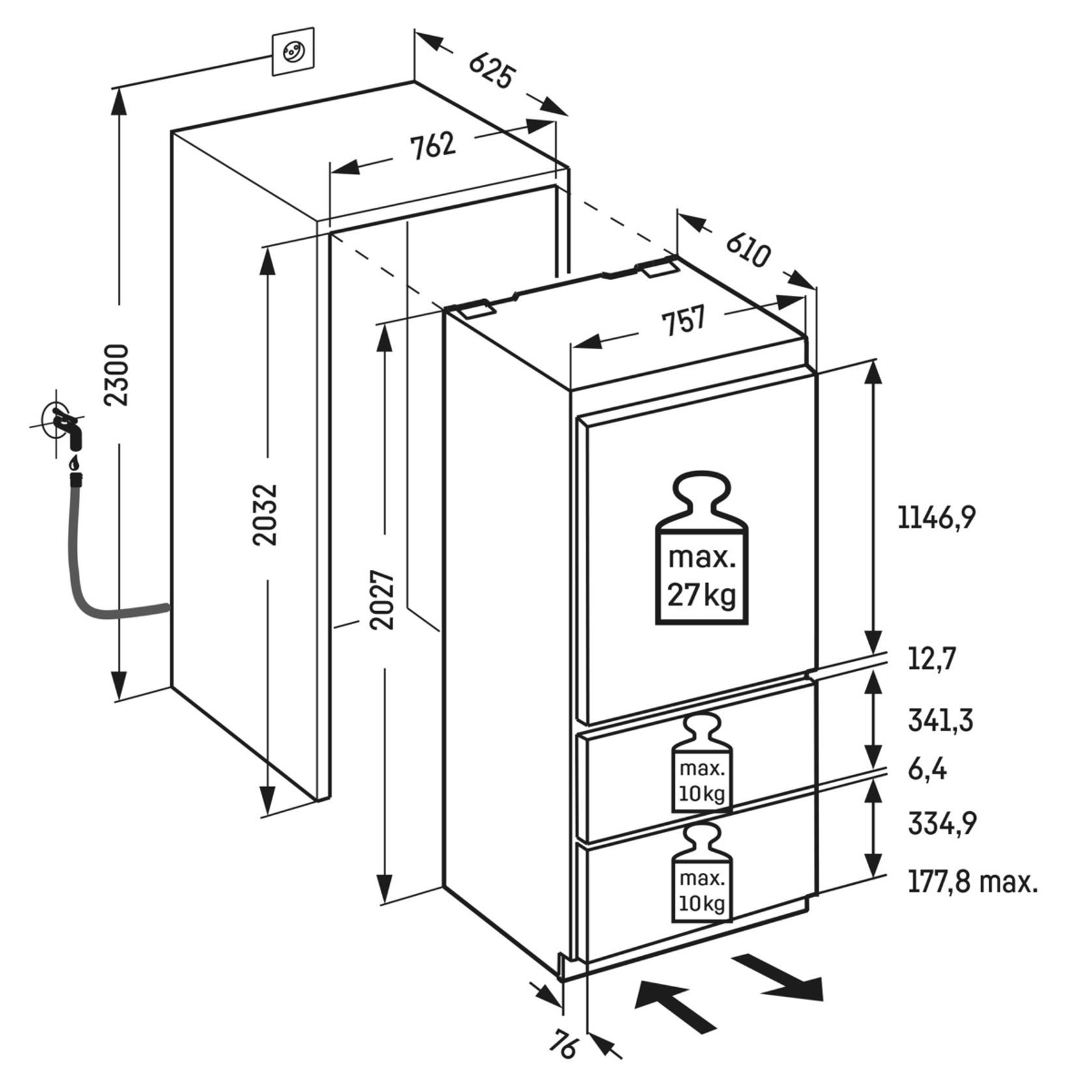 ECBN 5066 PremiumPlus | Fully Integrated Bottom Mount Fridge gallery detail image