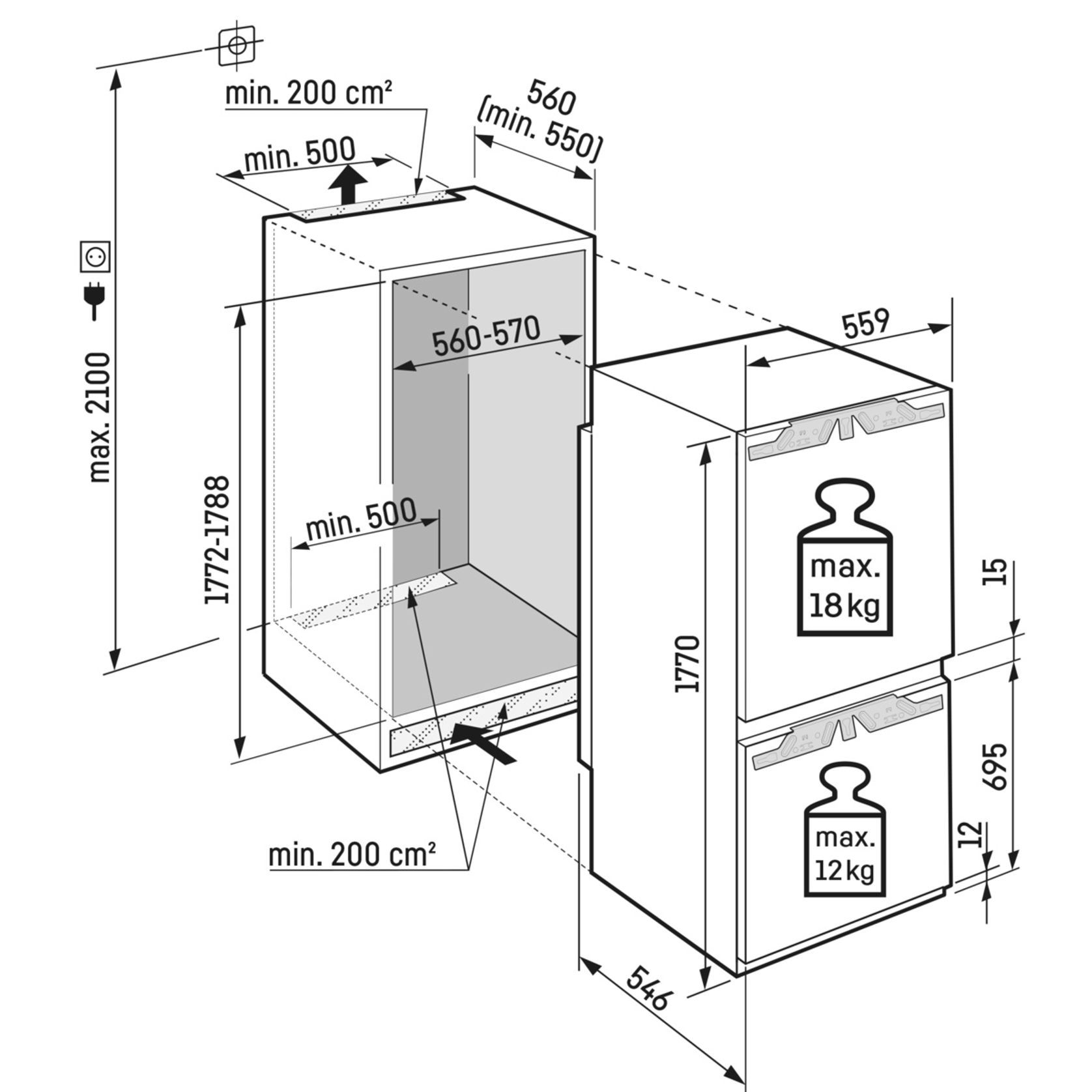 ICNh 5123 Plus EasyFresh Fully Integrated Bottom Mount gallery detail image