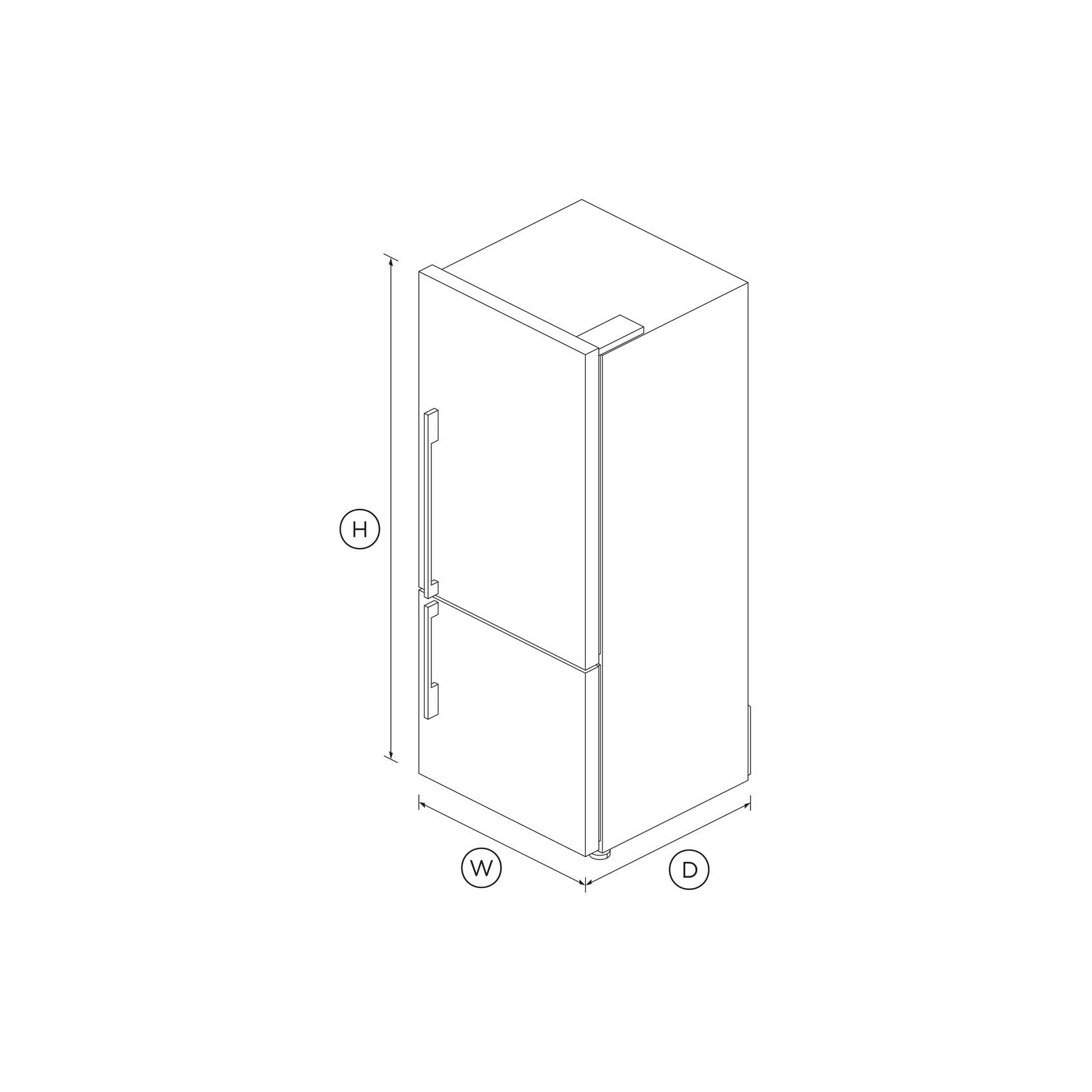 Freestanding Refrigerator Freezer, 68cm, 413L, Right Hi gallery detail image
