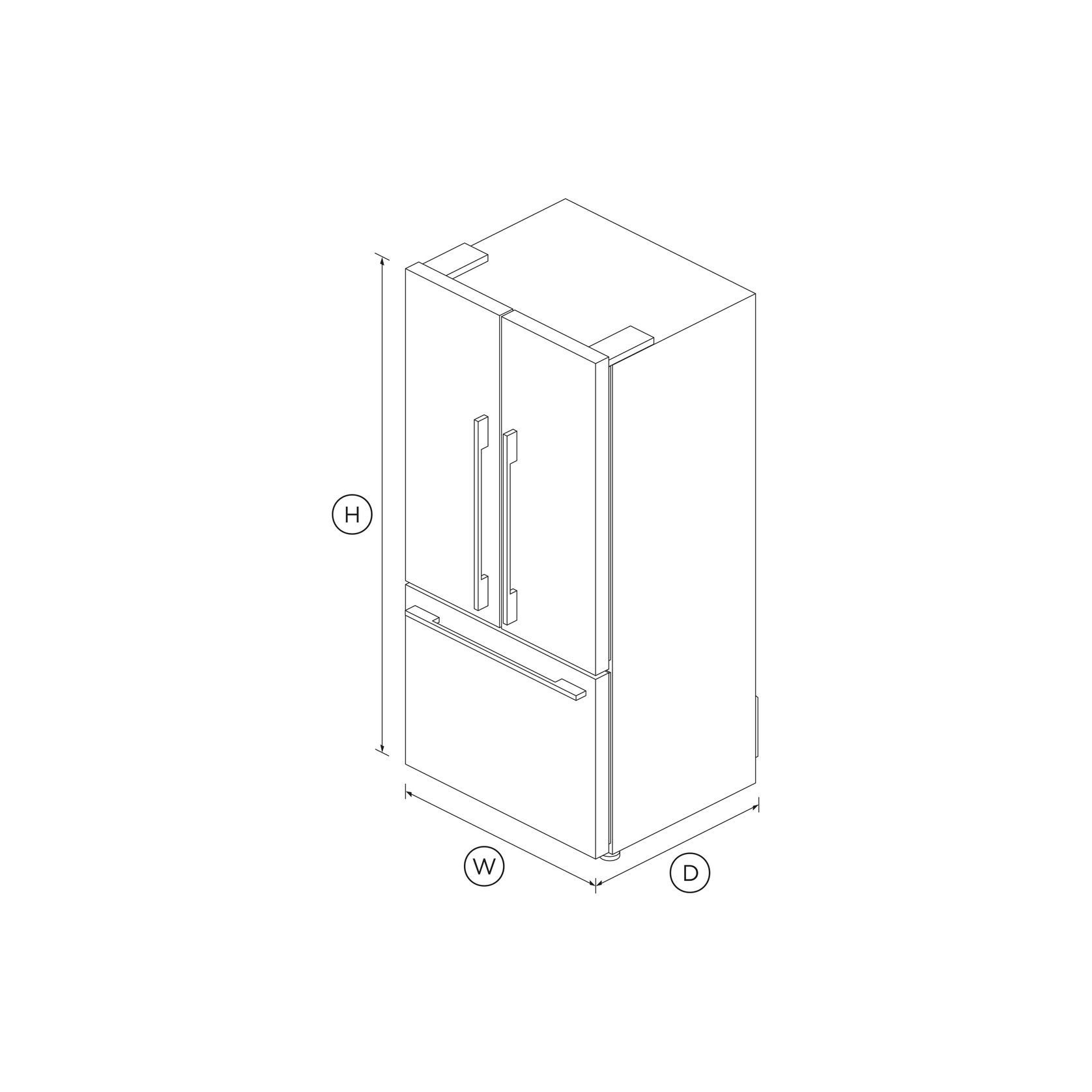 Freestanding French Door Refrigerator Freezer, 79cm, 487L gallery detail image