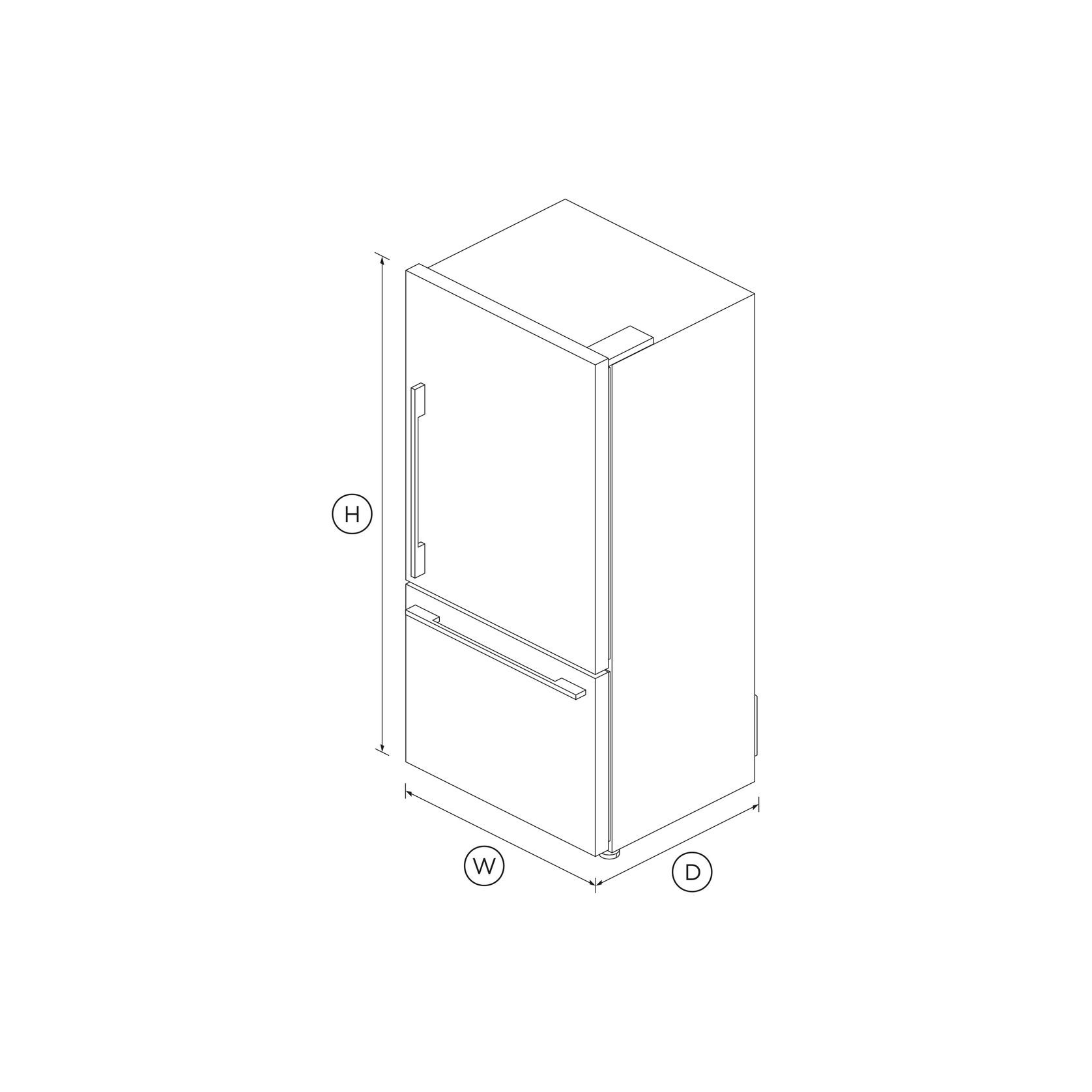 Freestanding Refrigerator Freezer, 79cm, 491L gallery detail image