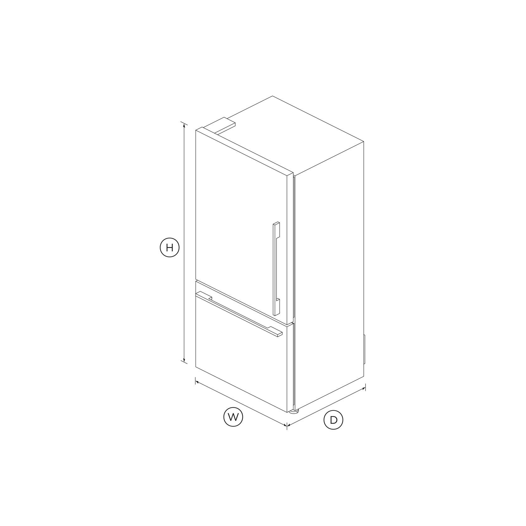 Freestanding Refrigerator Freezer, 79cm, 491L gallery detail image