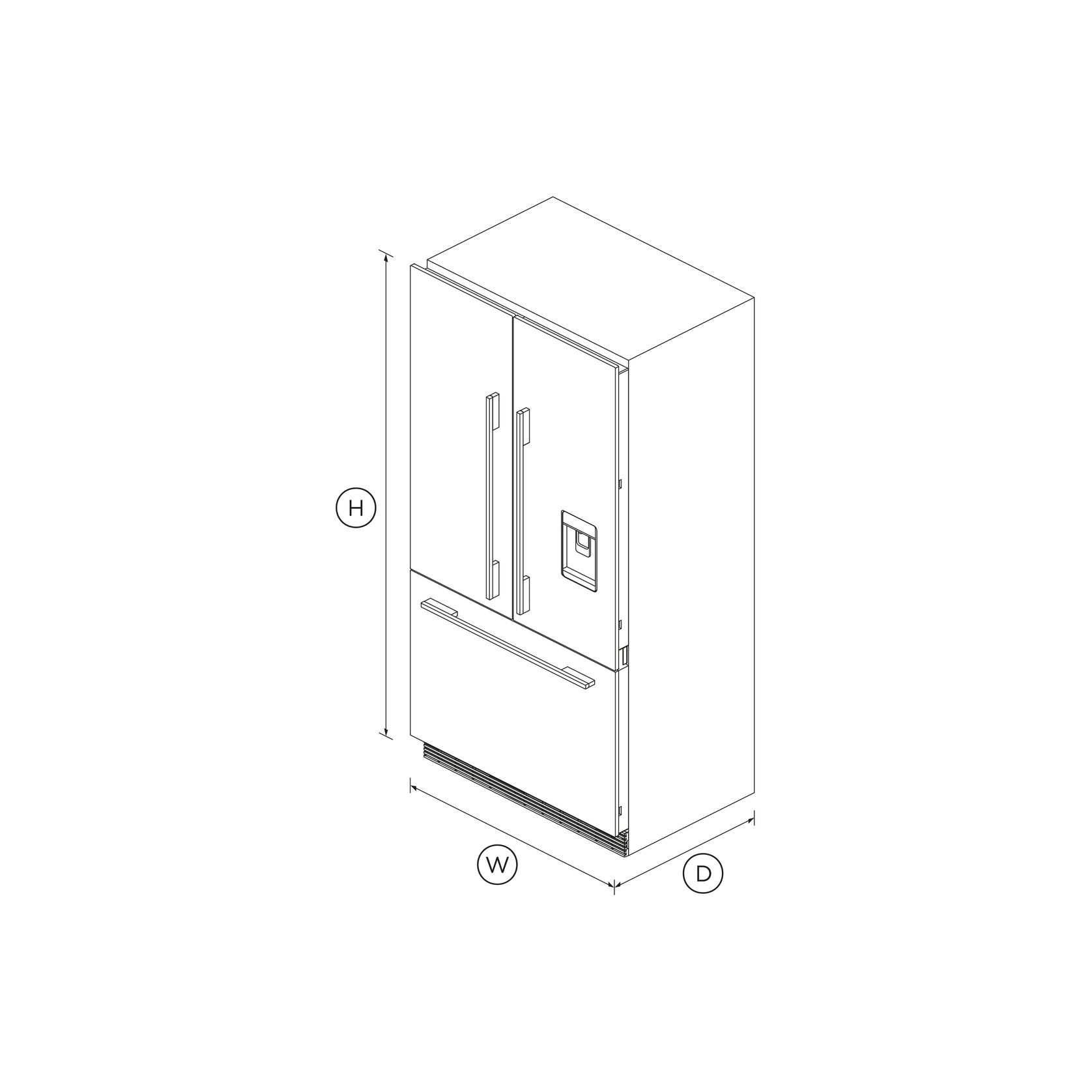 Integrated French Door Refrigerator Freezer, 90cm, Ice & Water gallery detail image
