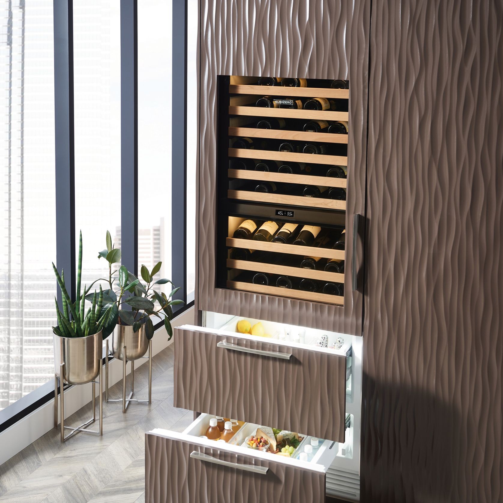Sub-Zero Wine Storage with Refrigerator Drawers gallery detail image