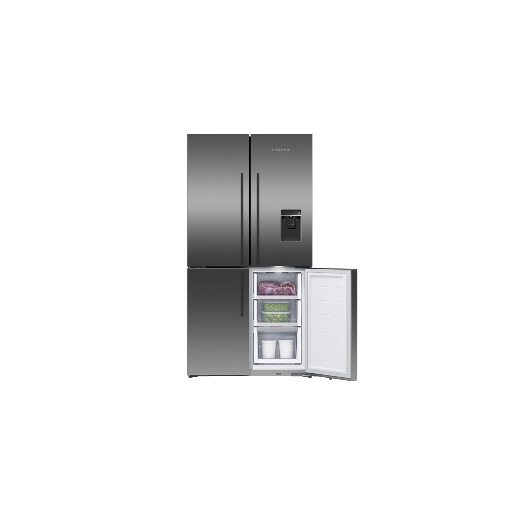 605L Recessed Handle Quad Door Fridge with Ice by Fisher & Paykel   gallery detail image