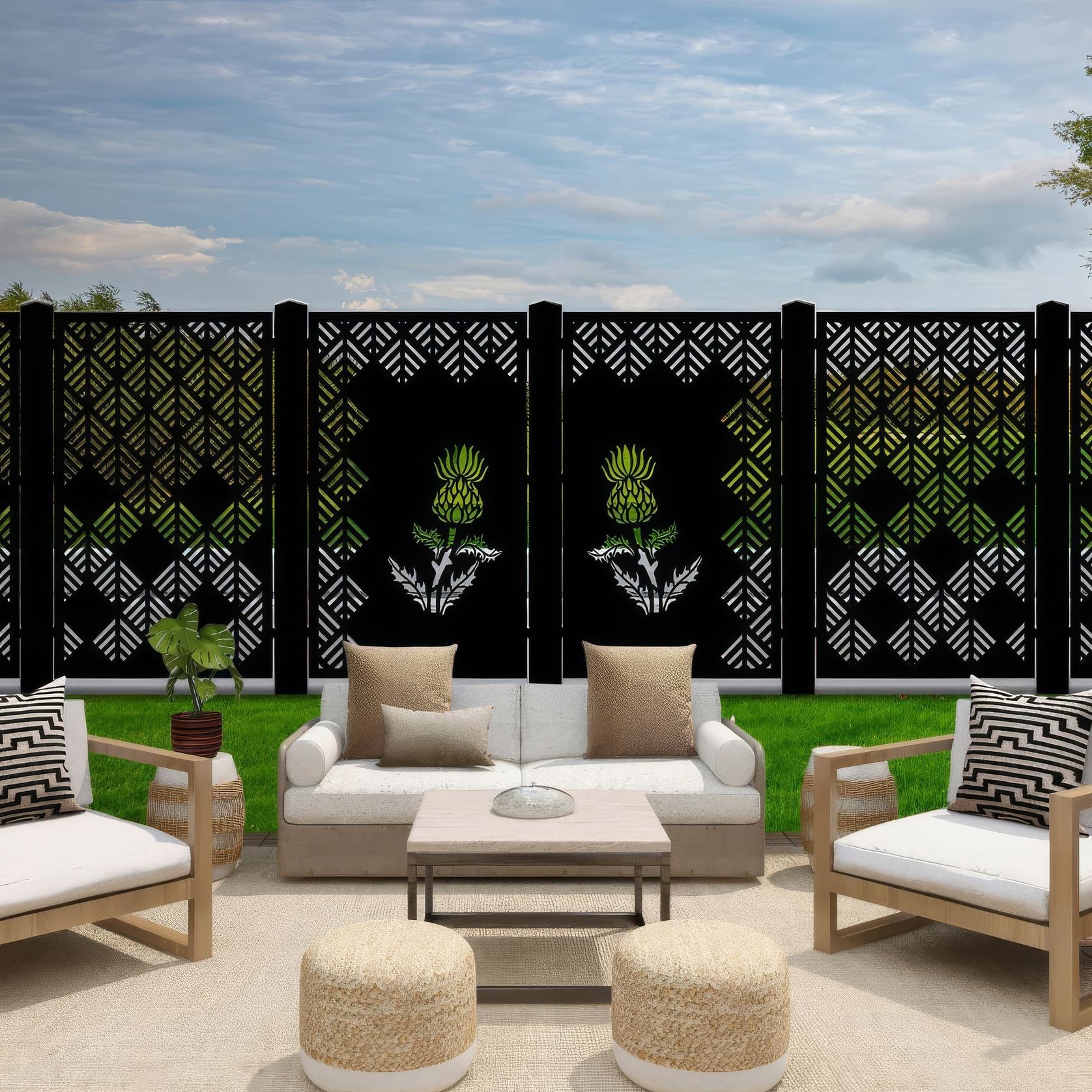 Privacy Screen - Thistle & Weave Panel Set gallery detail image