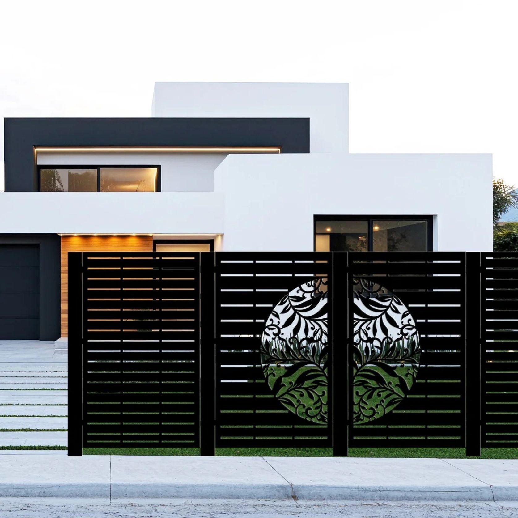 Combination Fence Panels - Half Fern with Straight line gallery detail image