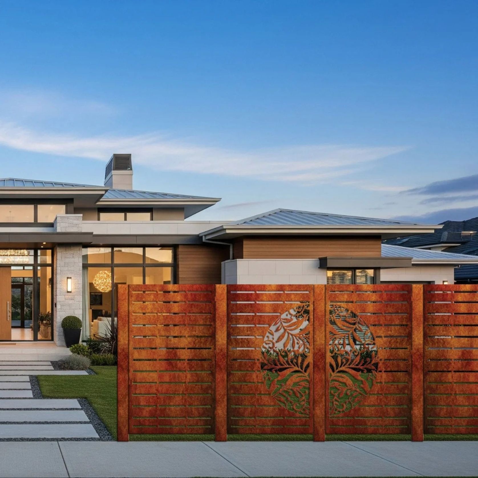 Combination Fence Panels - Half Fern with Straight line gallery detail image