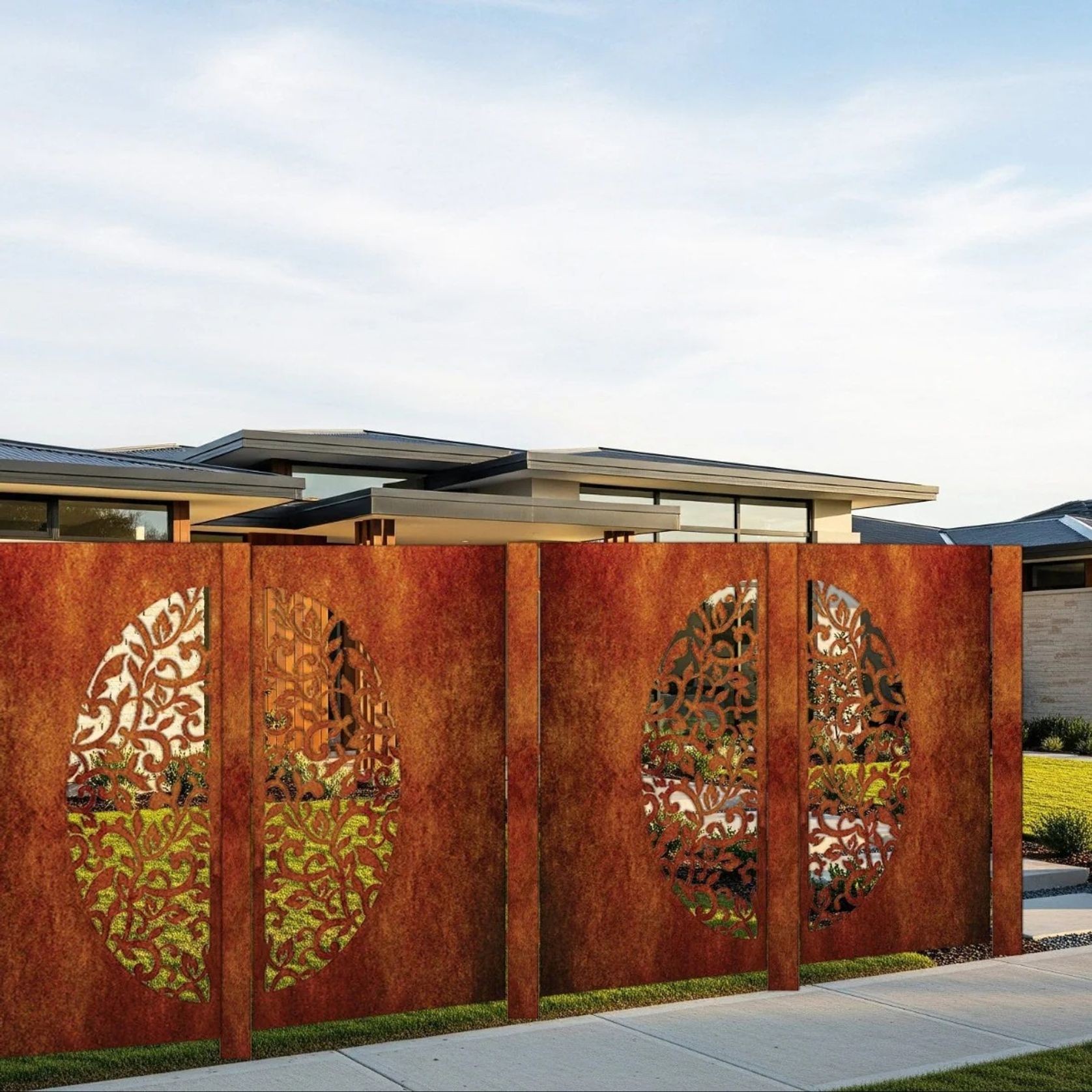 Decorative Laser Cut Fence Panel - Koru & Leaves gallery detail image