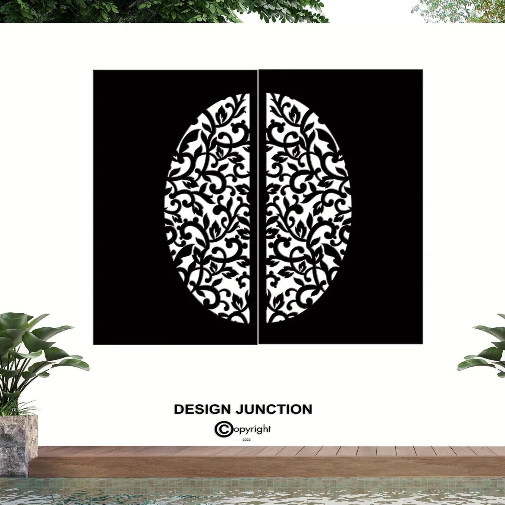 Decorative Laser Cut Fence Panel - Koru & Leaves gallery detail image