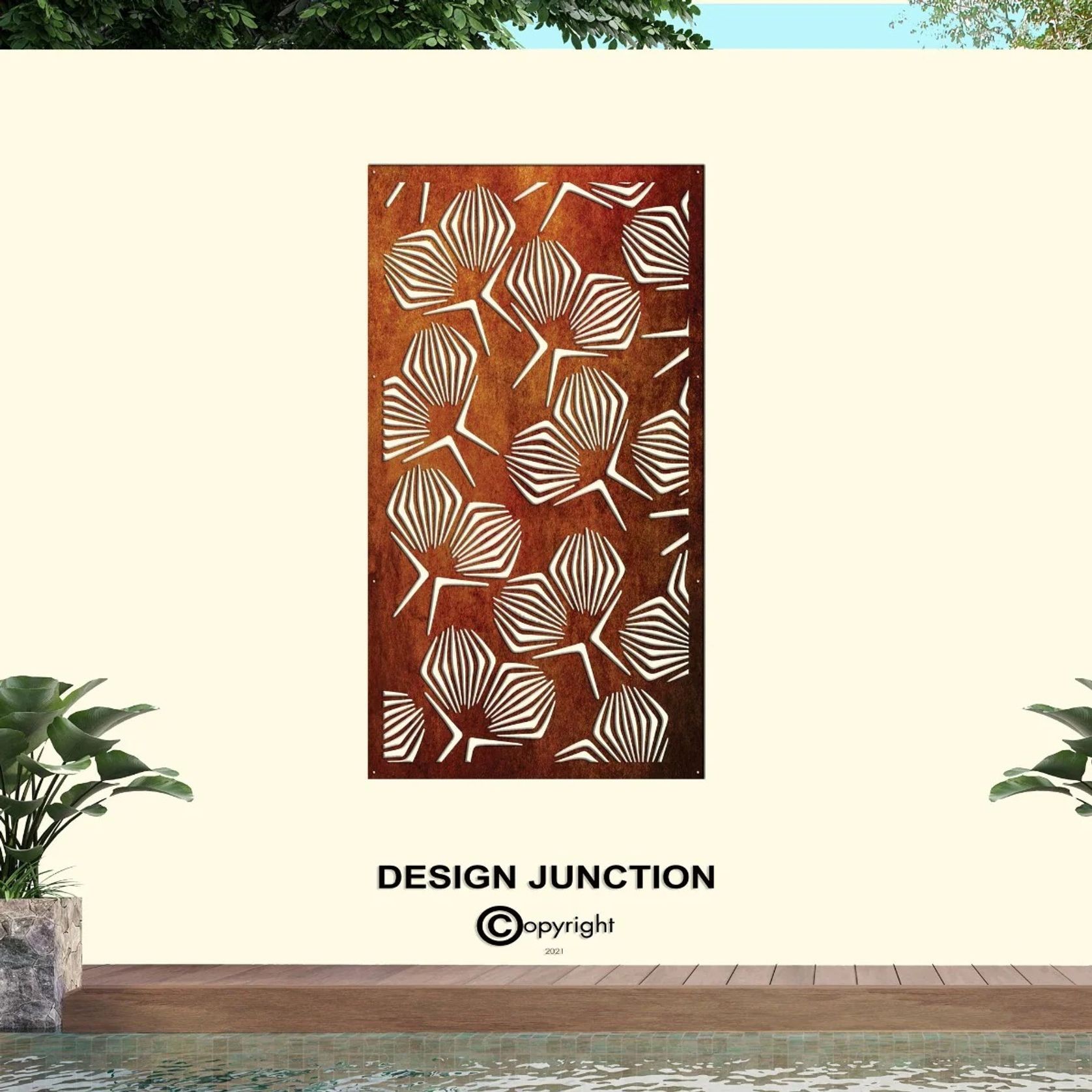 Privacy Screen & Fence Panel - Geometrical Flower gallery detail image
