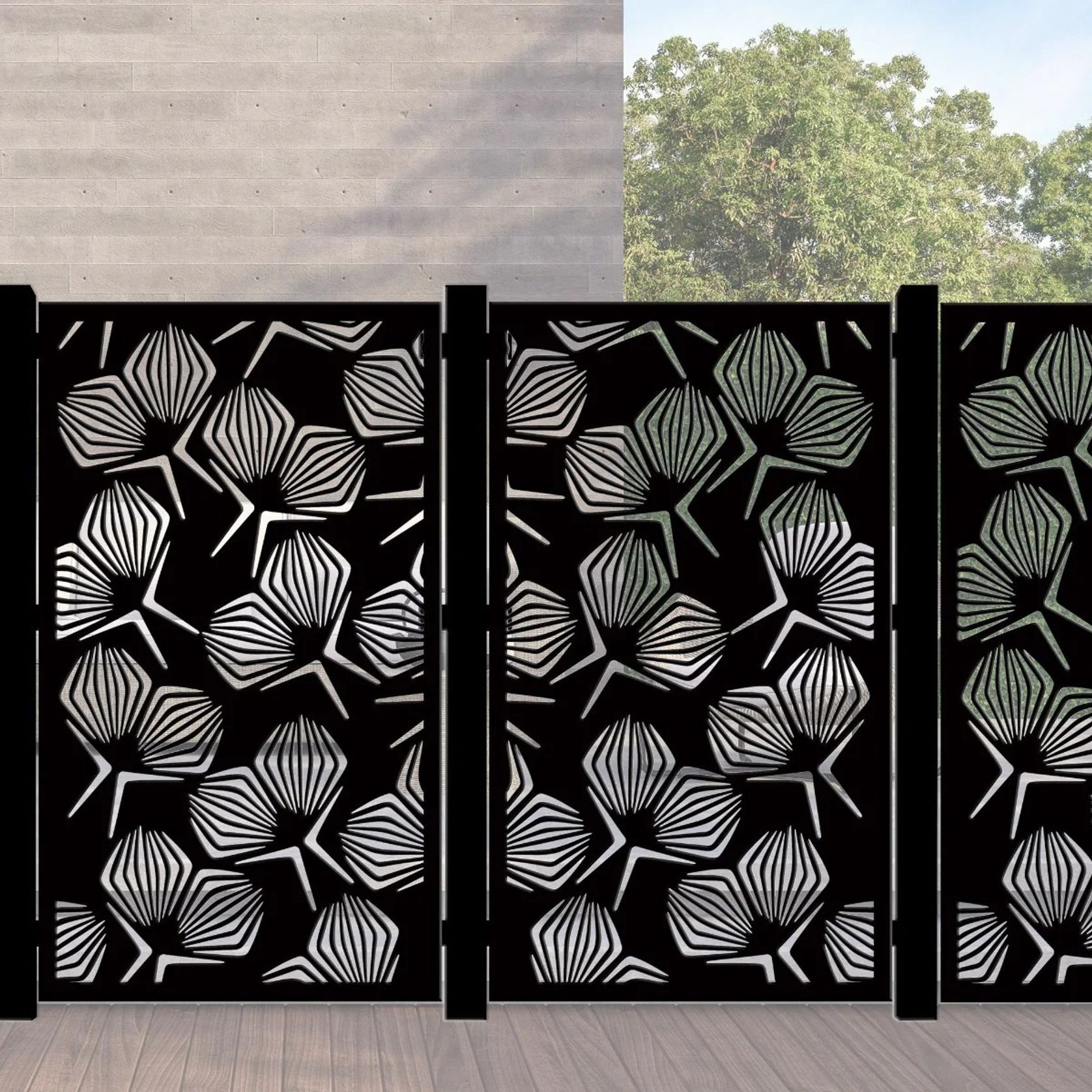 Privacy Screen & Fence Panel - Geometrical Flower gallery detail image