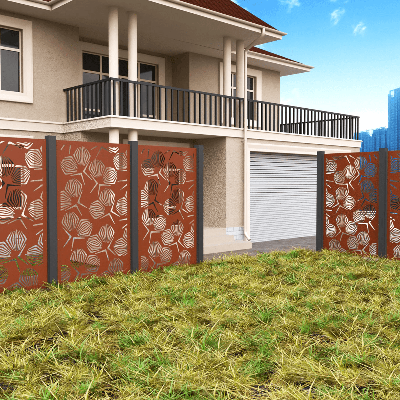 Privacy Screen & Fence Panel - Geometrical Flower gallery detail image