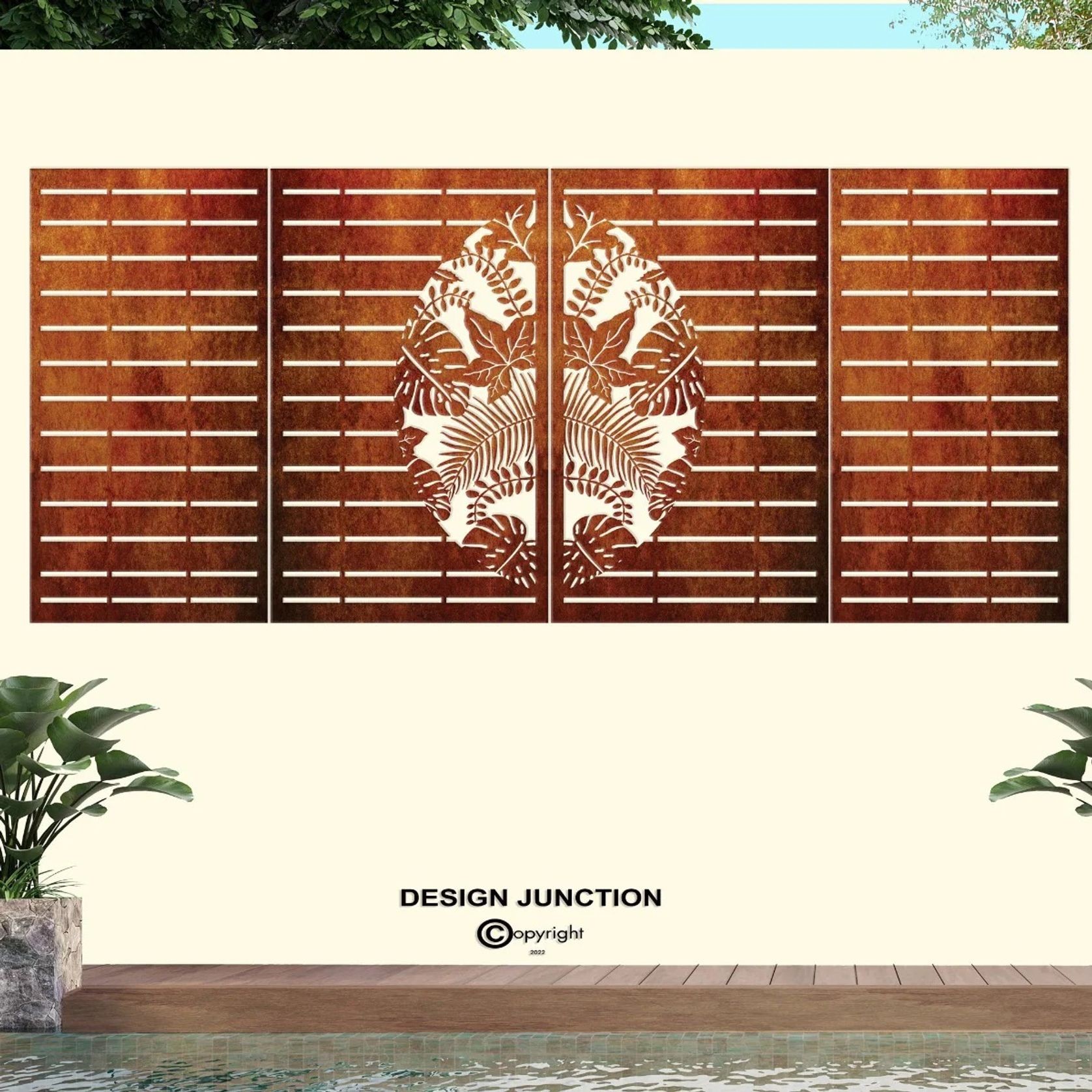 Fence Panel - Half Leaf with Straight lines gallery detail image