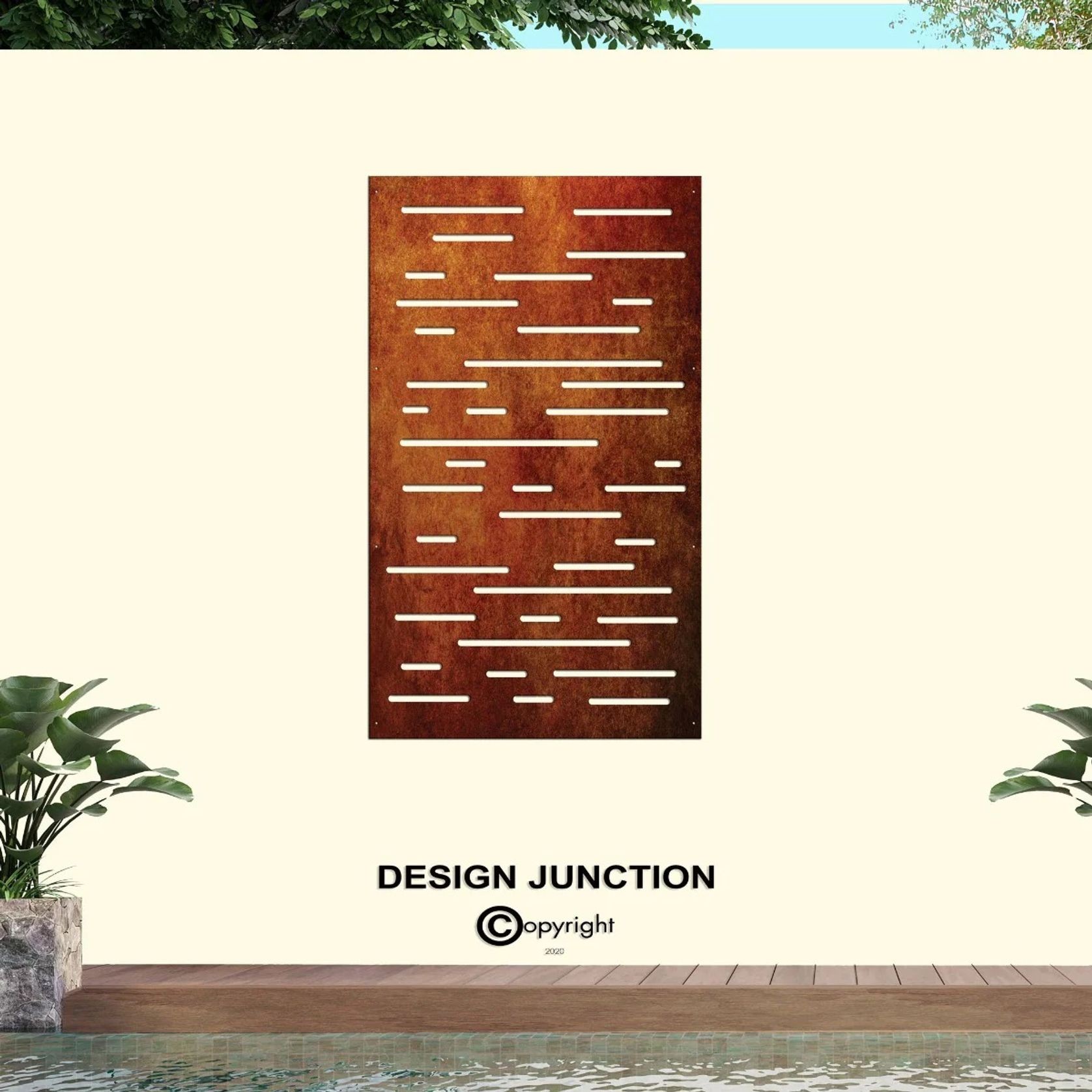 Corten Steel & Aluminium Fence Panel - Horizontal Lines gallery detail image