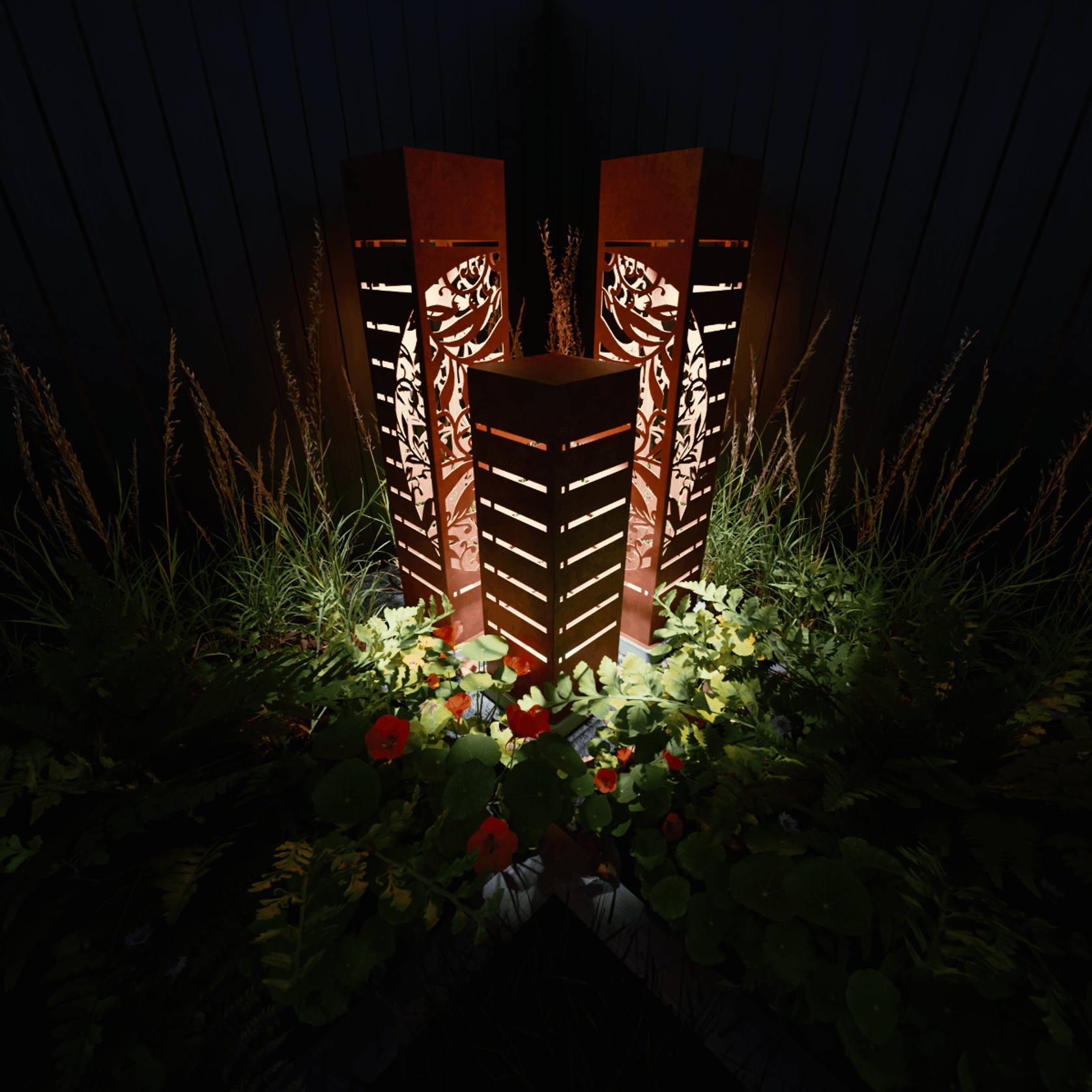Corten Steel Garden Sculptures - The Flora Set gallery detail image